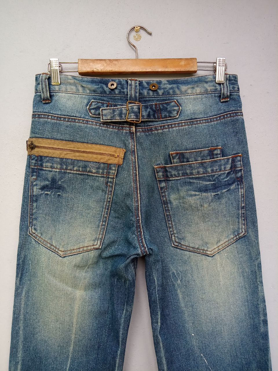 If Six Was Nine Japanese Six Star Paint Splatter Buckle Back Denim Jeans Size US 30 / EU 46 - 13 Thumbnail