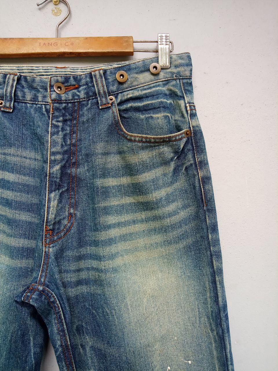If Six Was Nine Japanese Six Star Paint Splatter Buckle Back Denim Jeans Size US 30 / EU 46 - 9 Thumbnail