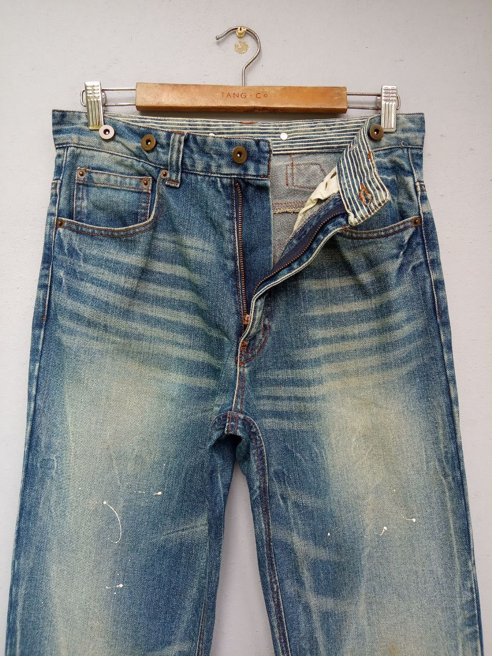 If Six Was Nine Japanese Six Star Paint Splatter Buckle Back Denim Jeans Size US 30 / EU 46 - 4 Thumbnail
