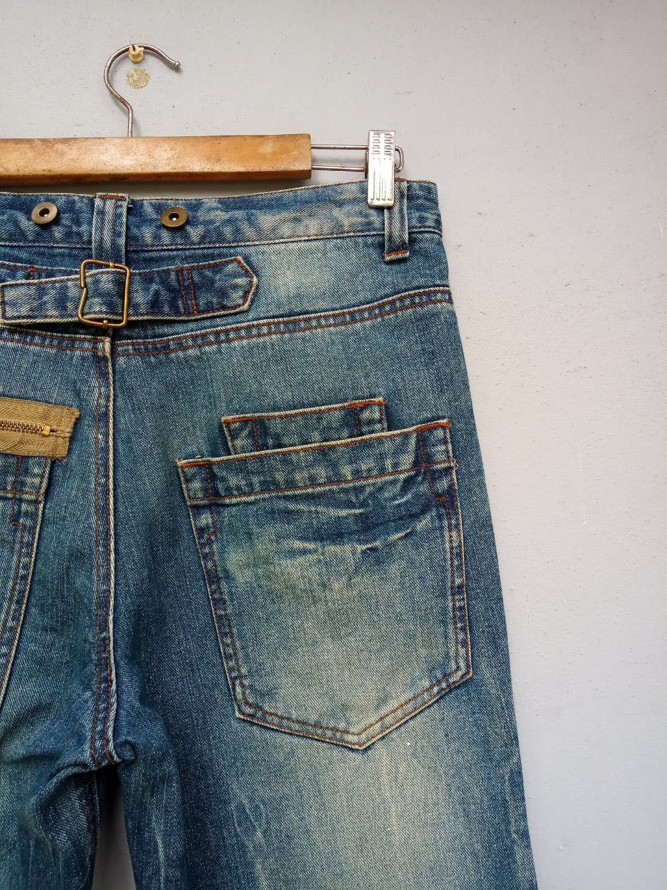 If Six Was Nine Japanese Six Star Paint Splatter Buckle Back Denim Jeans Size US 30 / EU 46 - 17 Thumbnail