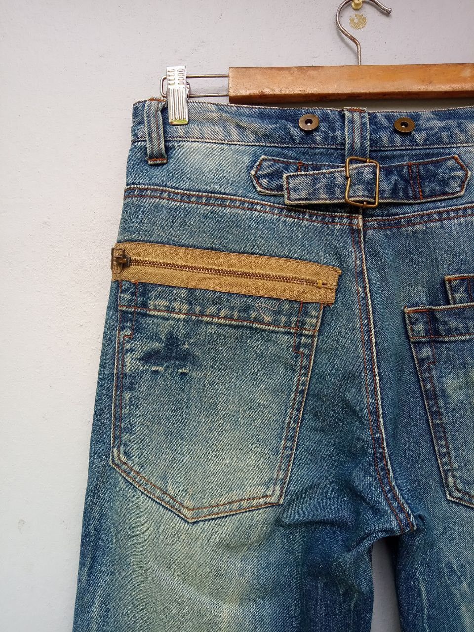 If Six Was Nine Japanese Six Star Paint Splatter Buckle Back Denim Jeans Size US 30 / EU 46 - 14 Thumbnail