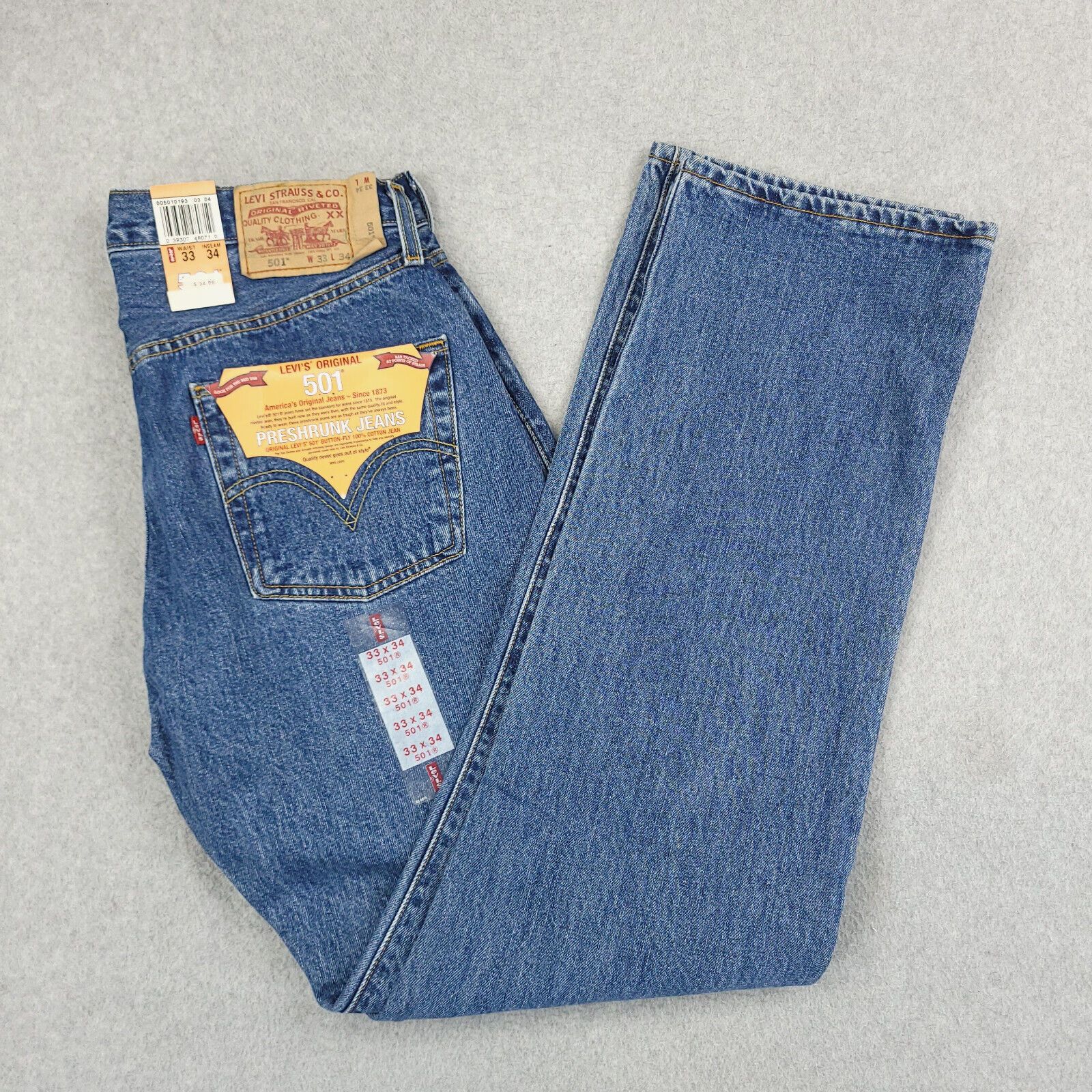 Levi s Levis 501 Jeans Mens 33X34 Blue Medium Wash Button Fly Straight Leg Denim Pants Grailed