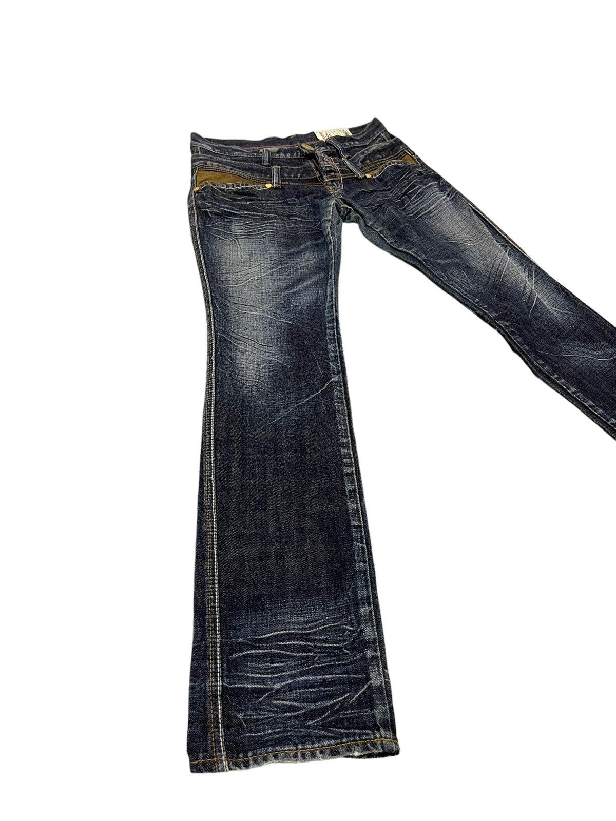 Japanese Brand Double Waist Slim Jeans Antgauge Acid Wash Low Rise 7🟦 Size US 30 / EU 46 - 1 Thumbnail