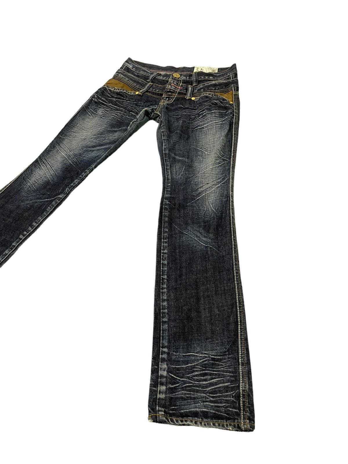 Japanese Brand Double Waist Slim Jeans Antgauge Acid Wash Low Rise 7🟦 Size US 30 / EU 46 - 3 Thumbnail