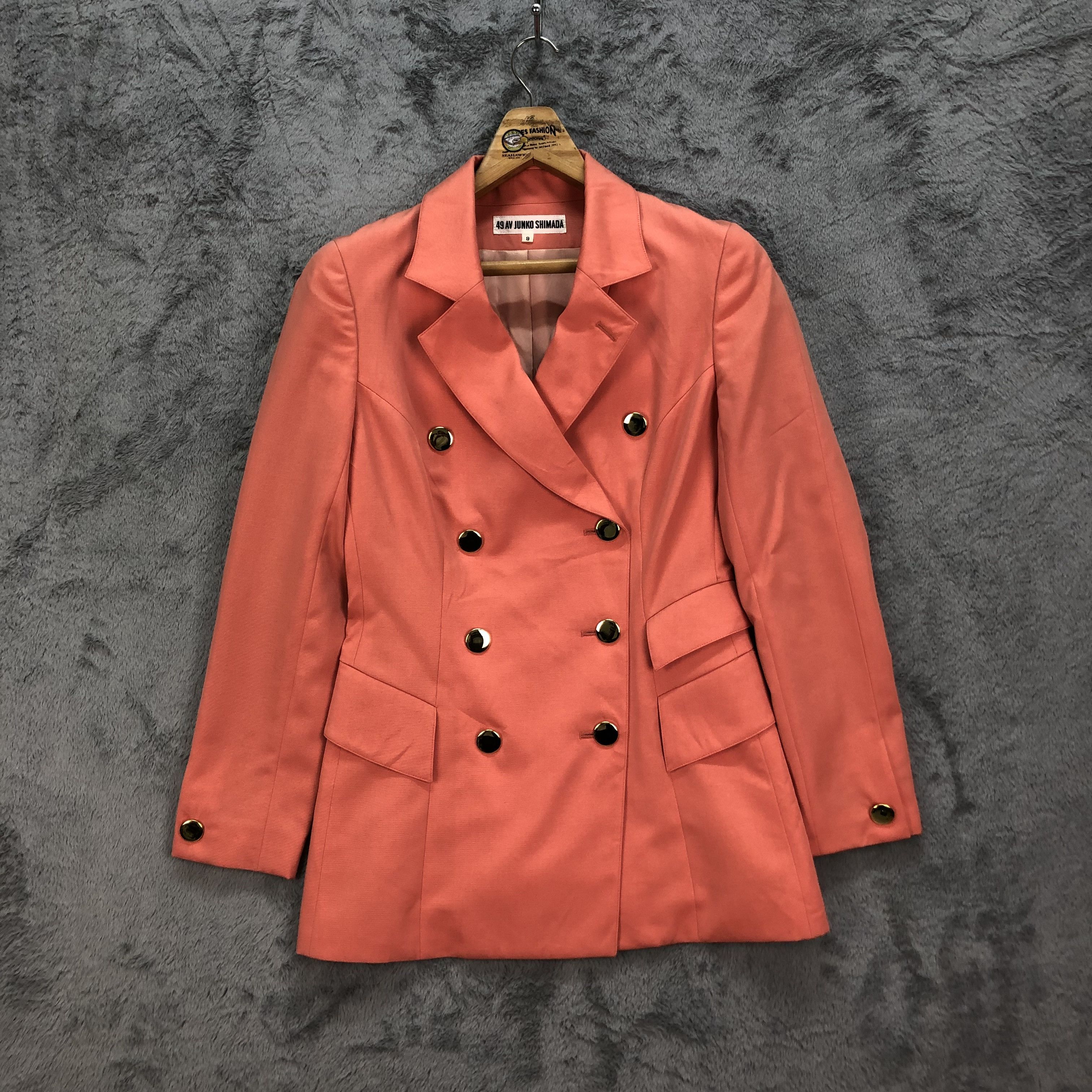 image of 49Av Junko Shimada Wool Cupra Double Breasted Coat 5486-192 in Hot Orange, Women's (Size Small)