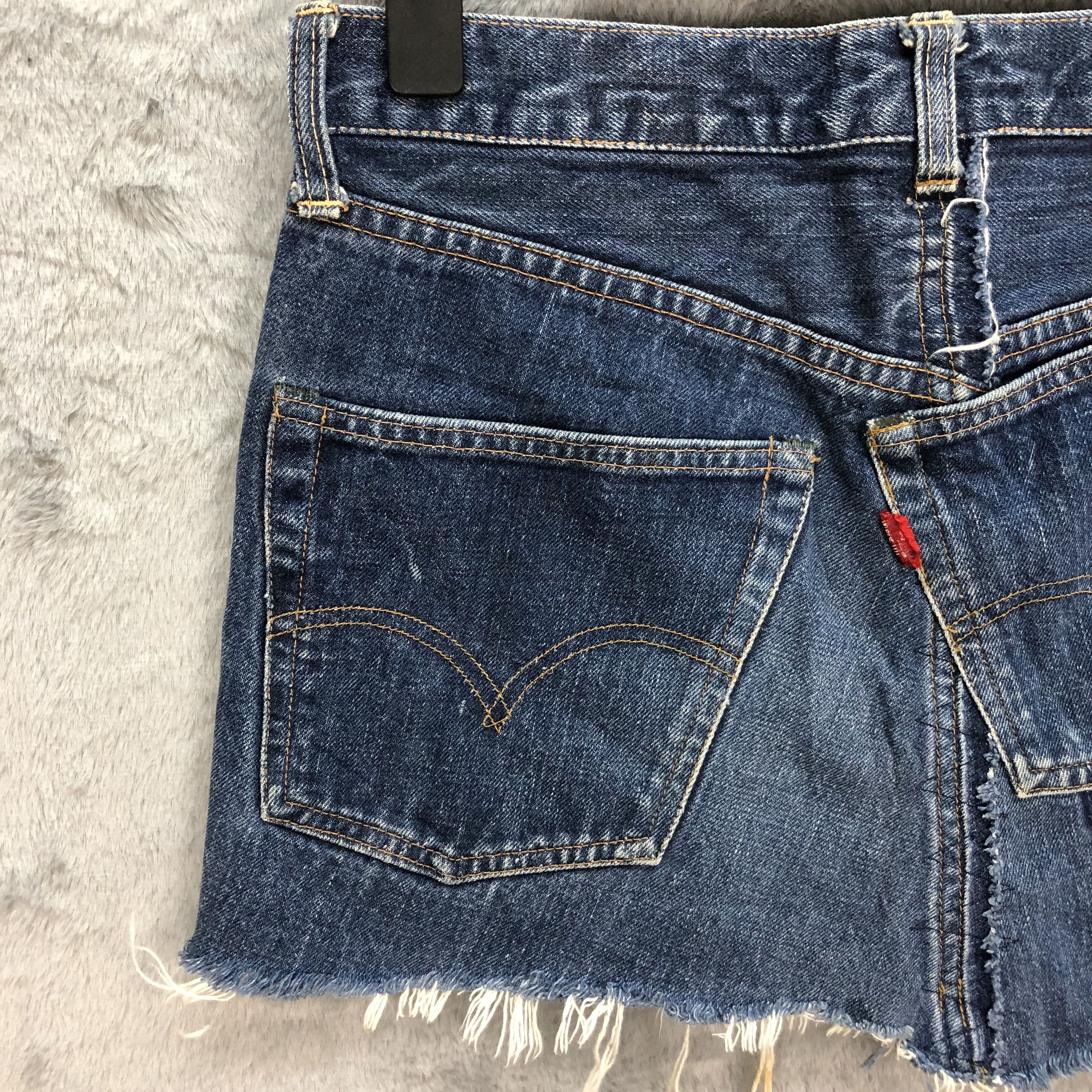 Levi's Vintage Clothing TRASHED LEVIS 502 BIG E JEANS MINI SKIRT BUTTON 8 #5082-40 Size 30" / US 8 / IT 44 - 9 Thumbnail