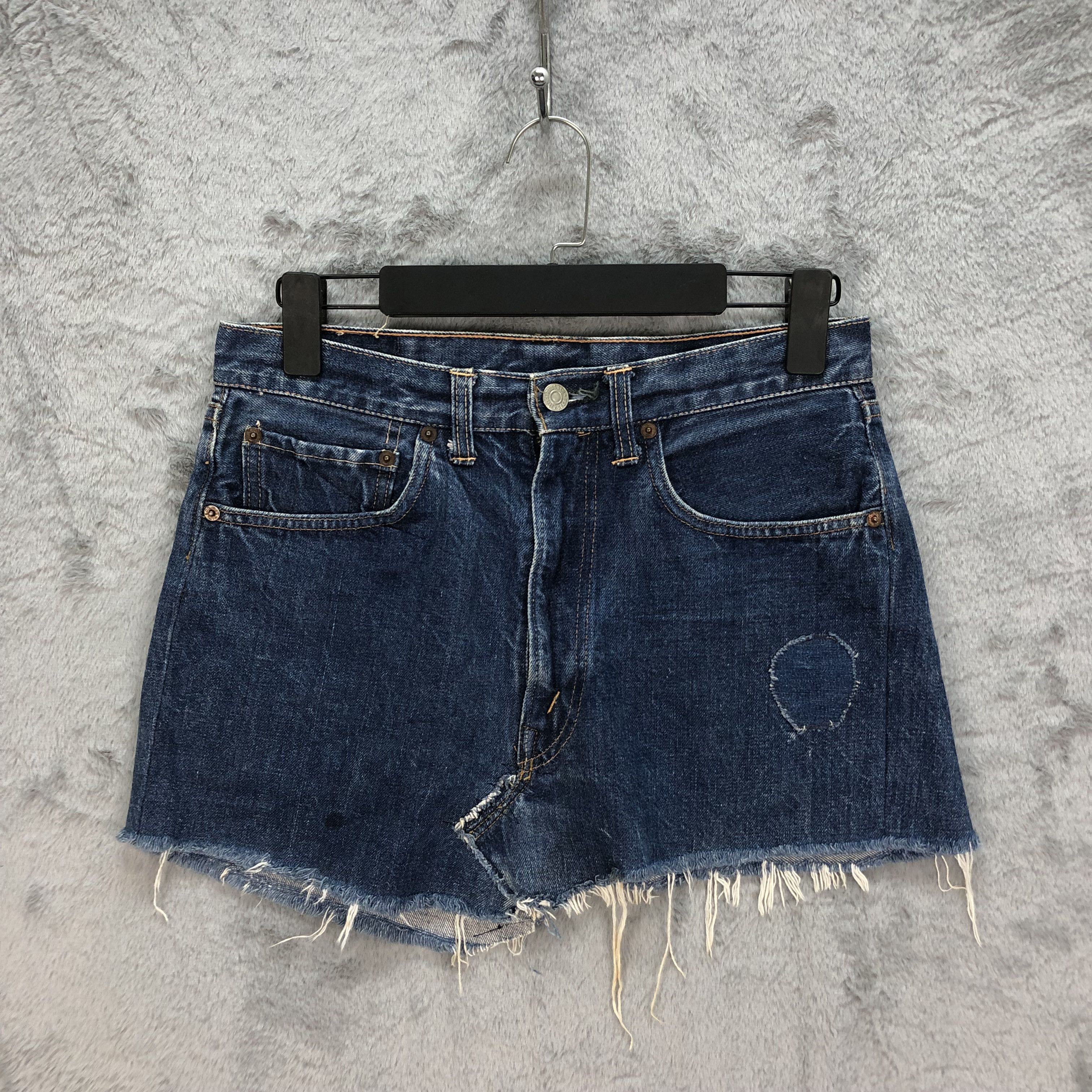Levi's Vintage Clothing TRASHED LEVIS 502 BIG E JEANS MINI SKIRT BUTTON 8 #5082-40 Size 30" / US 8 / IT 44 - 1 Thumbnail