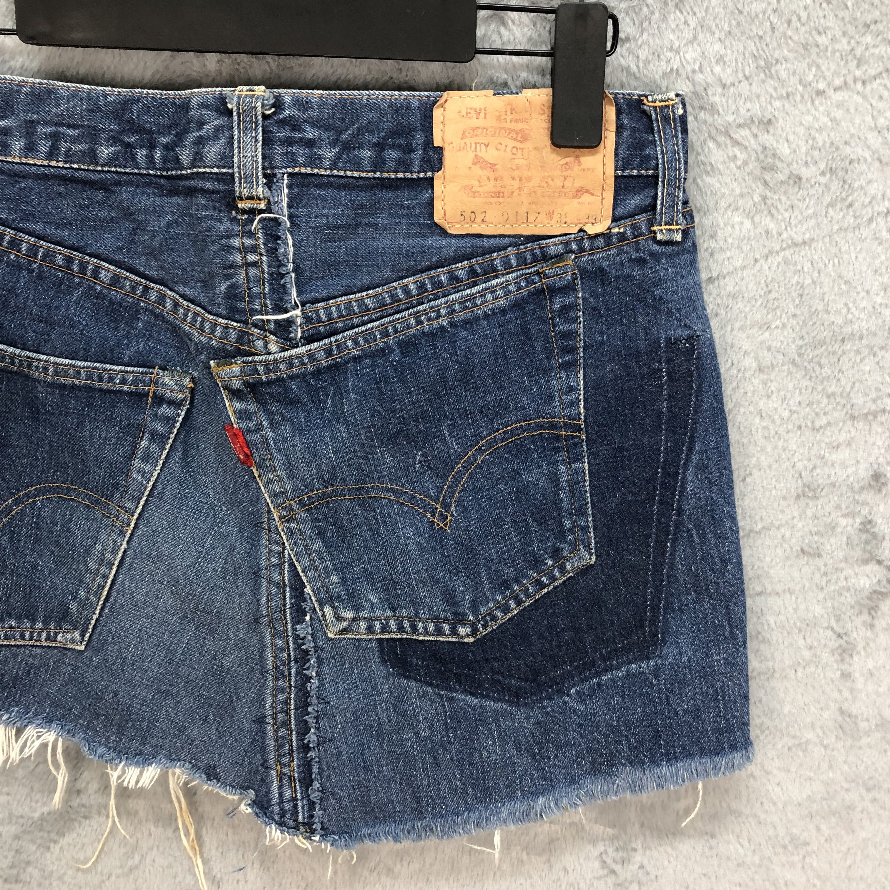 Levi's Vintage Clothing TRASHED LEVIS 502 BIG E JEANS MINI SKIRT BUTTON 8 #5082-40 Size 30" / US 8 / IT 44 - 11 Thumbnail