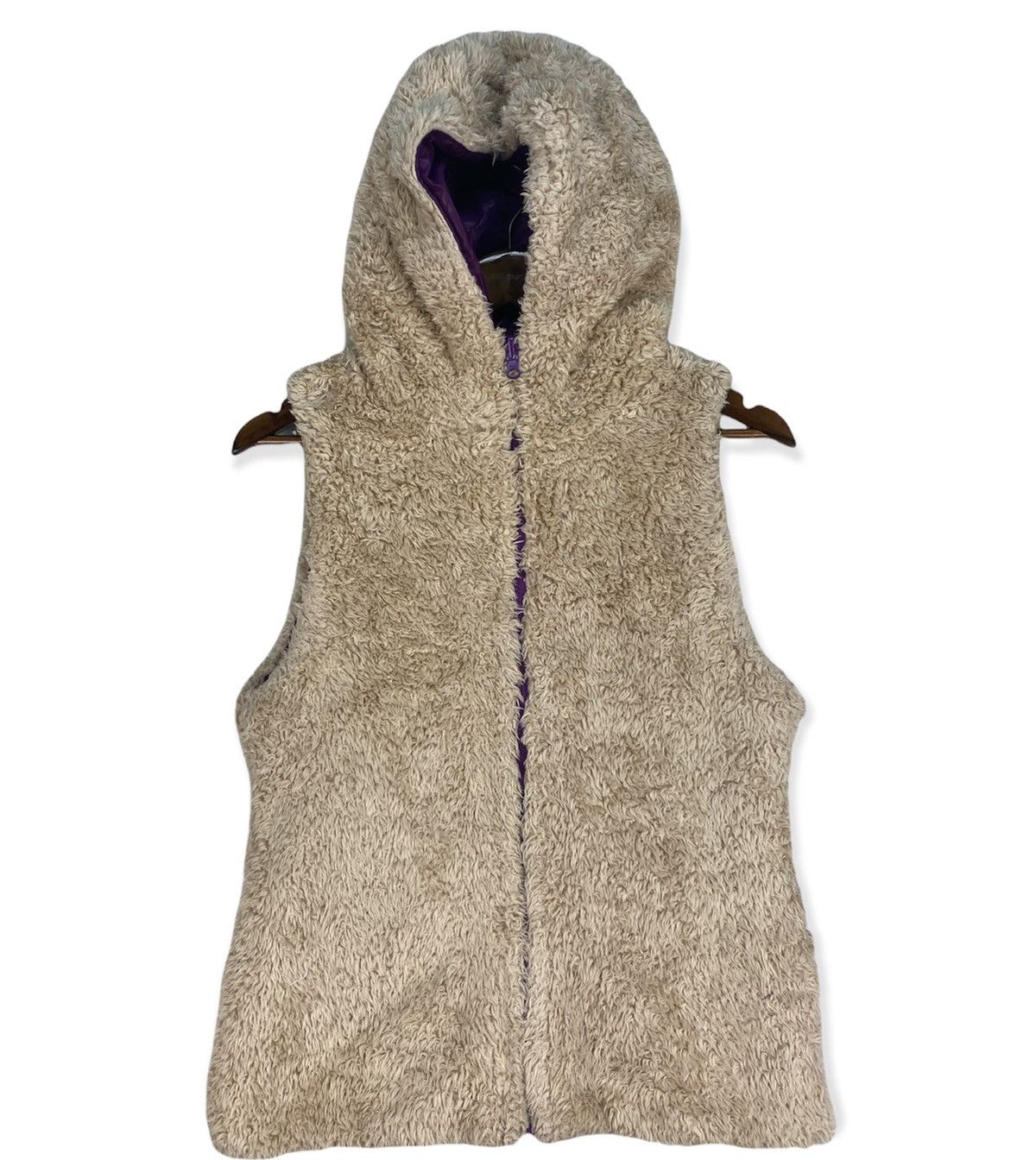 image of Lowrys Farm Reversible Vest Hoodie in Purple/Creaam, Men's (Size Small)