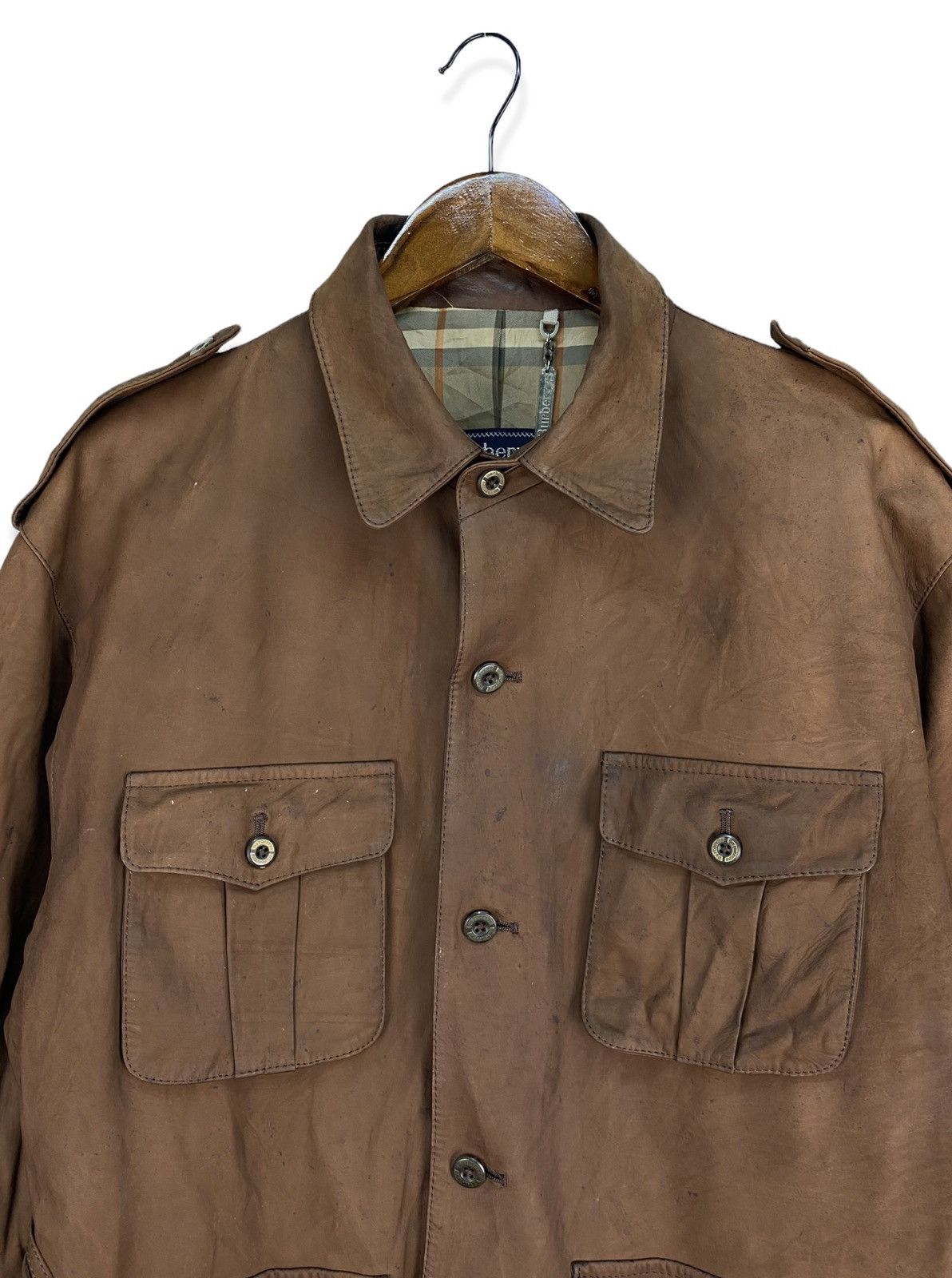 Burberry Vintage Burberry Cow Leather Jacket Size US M / EU 48-50 / 2 - 2 Thumbnail