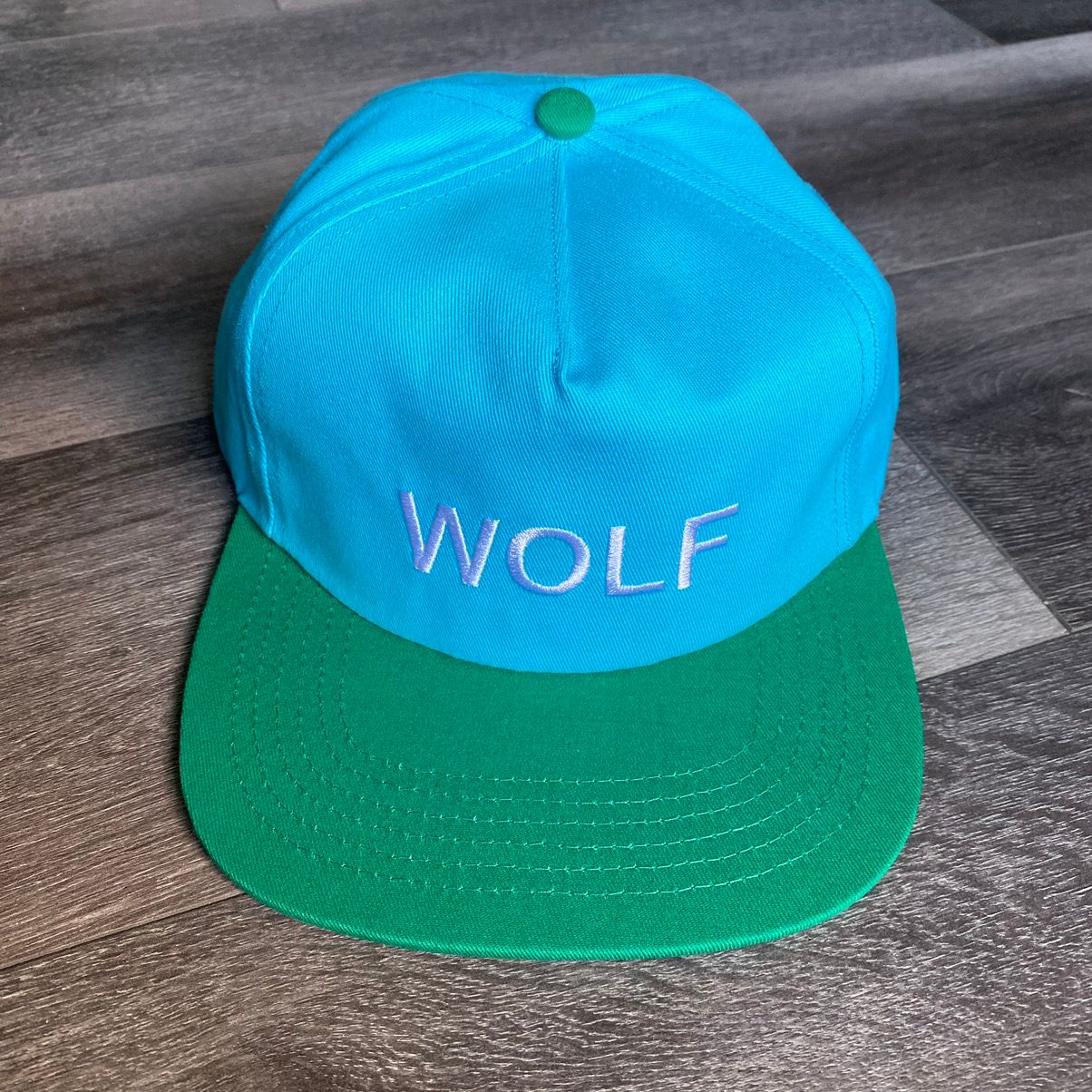 Pre-owned Golf Wang X Tyler The Creator Golf Wang Wolf Album 5 Panel Snapback Hat Light Blue 10 Year In Blue Green White
