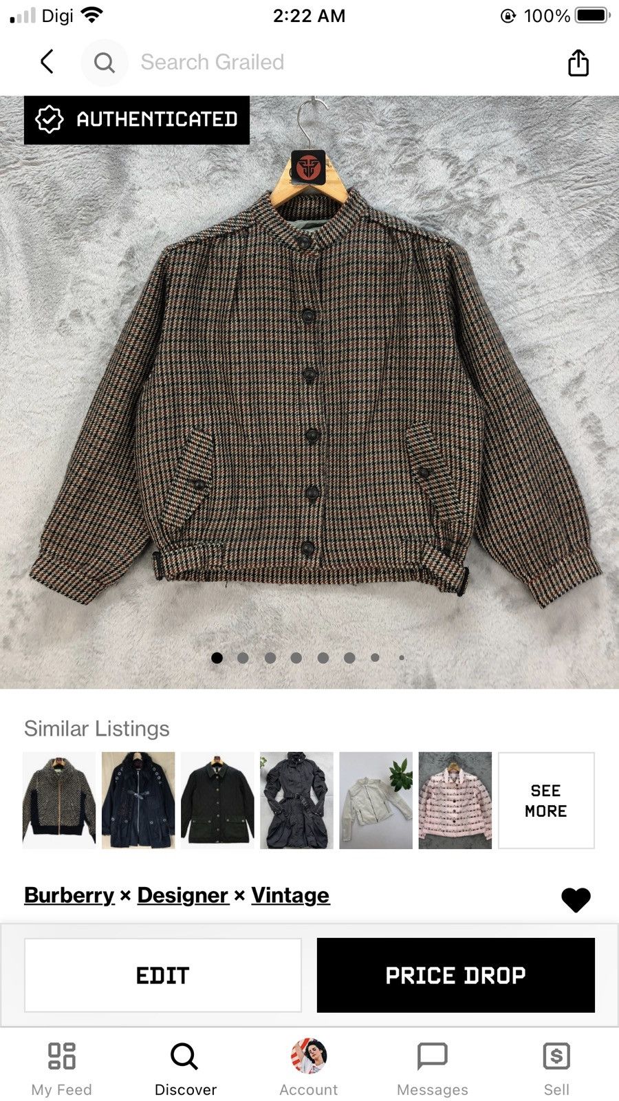 Burberry VINTAGE BURBERRYS' CHECKED WOOL CROPPED JACKET #6458-68 Size S / US 4 / IT 40 - 10 Thumbnail