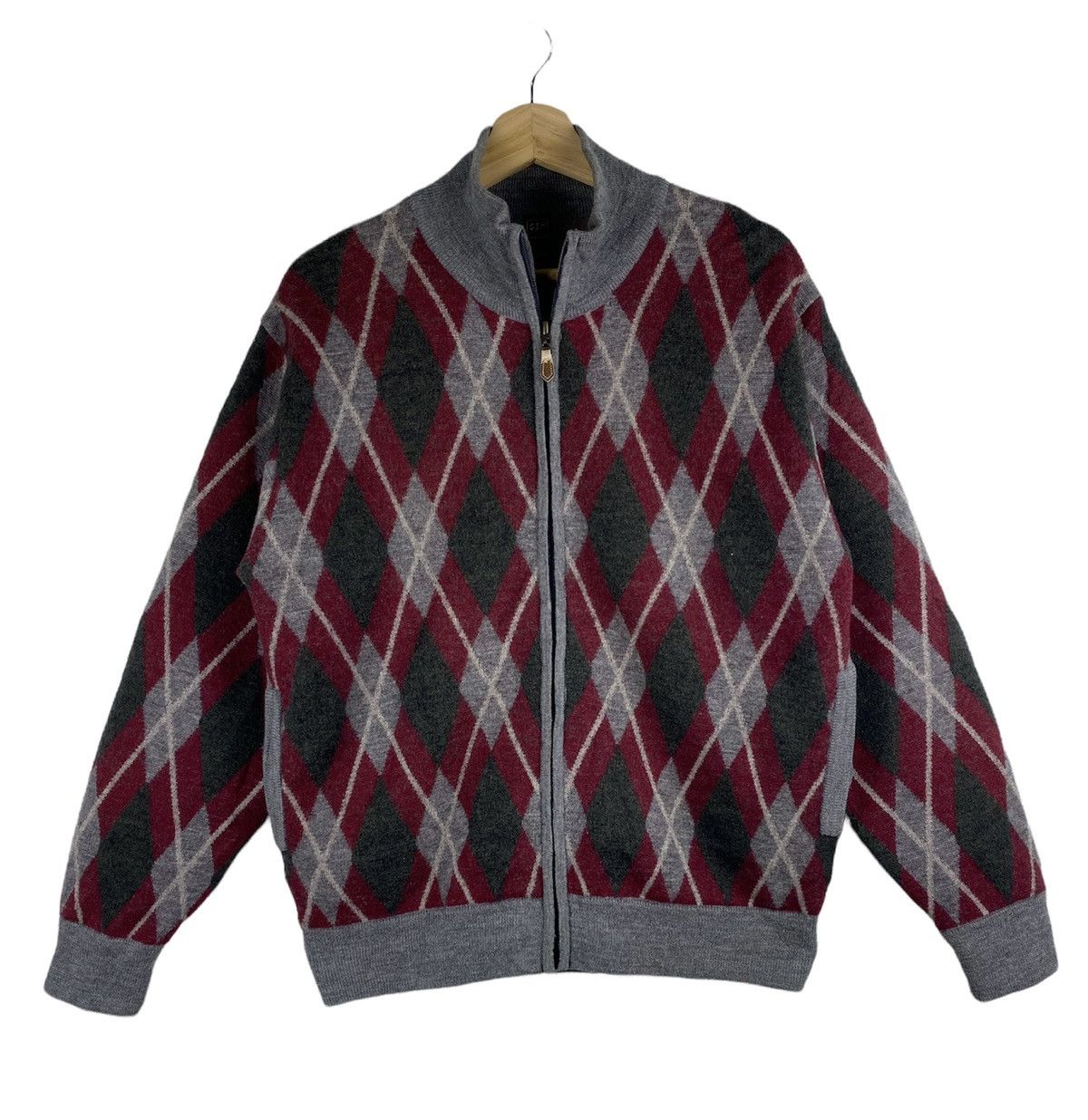 Japanese Brand Vintage GIM Utmost Diamond Knitted Zip Up Jacket Size US M / EU 48-50 / 2 - 1 Thumbnail