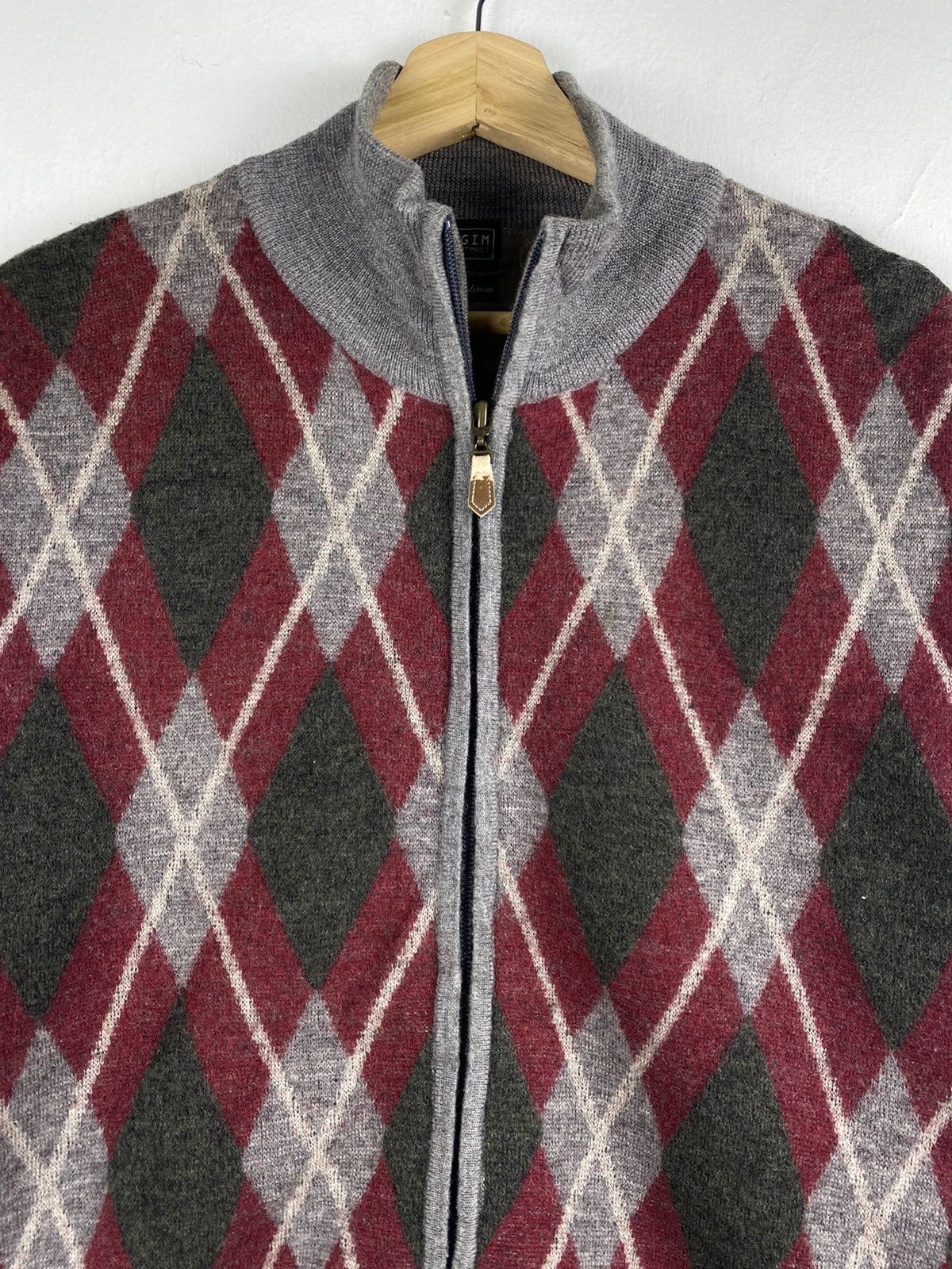 Japanese Brand Vintage GIM Utmost Diamond Knitted Zip Up Jacket Size US M / EU 48-50 / 2 - 3 Thumbnail