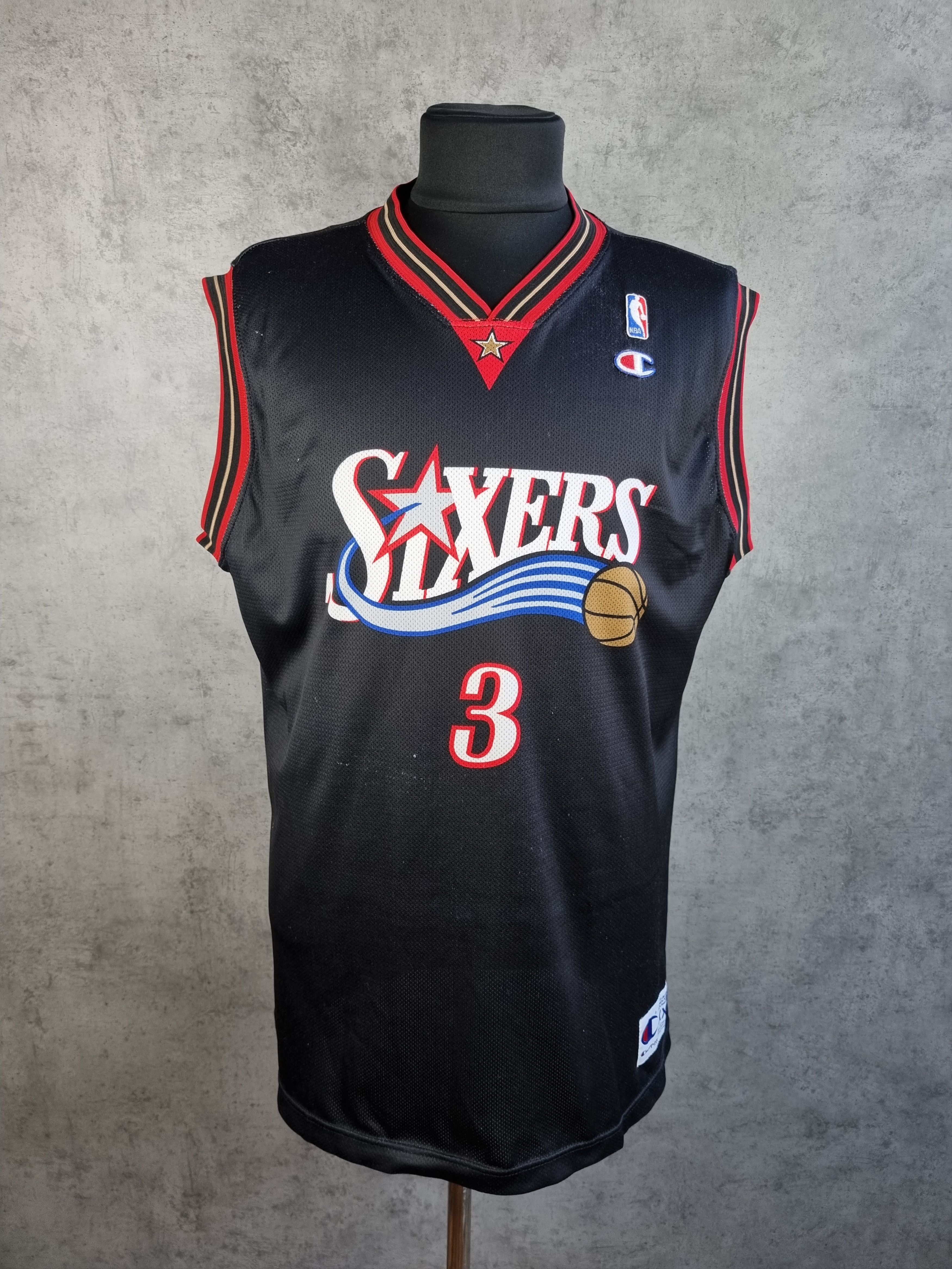 Champion × NBA Rare ALLEN IVERSON #3 76ers Sixers Champion Jersey Size US XL / EU 56 / 4 - 3 Thumbnail