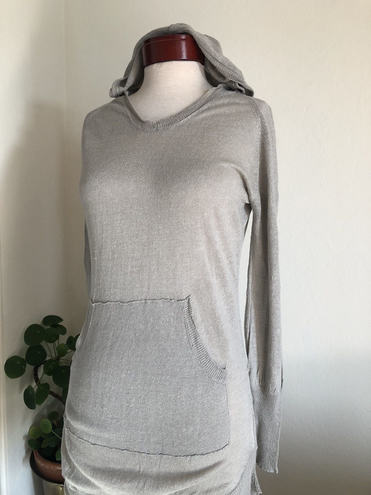 image of N I C E Collective N.i.c.e. Collective Hooded Sweater Linen Knitted Hoodie S M in Grey, Women's (Si