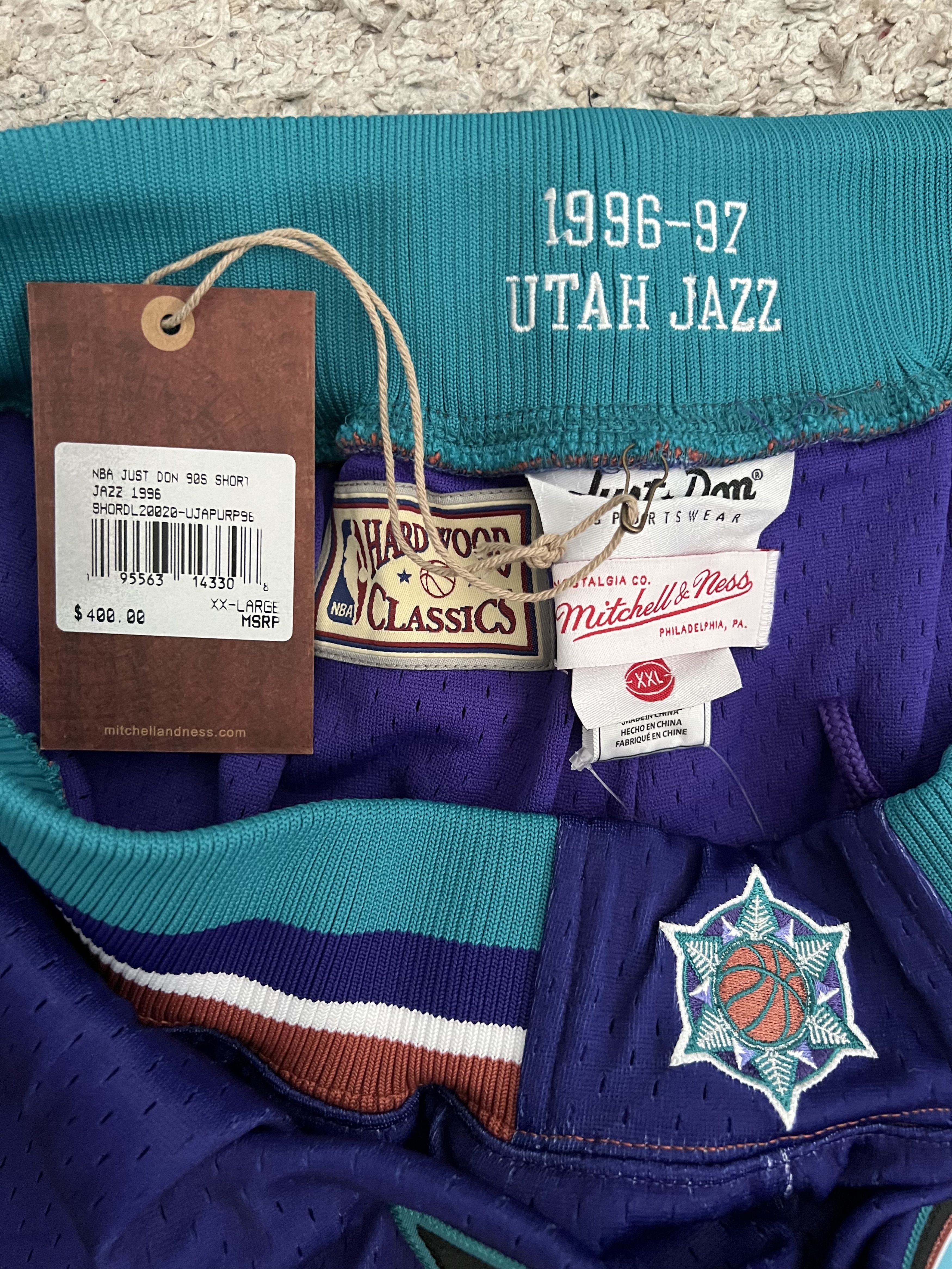 Just Don × Mitchell & Ness Utah Jazz 1996-97 NBA Shorts Just Don New w/ Tags 2XL Size US 42 / EU 58 - 6 Thumbnail