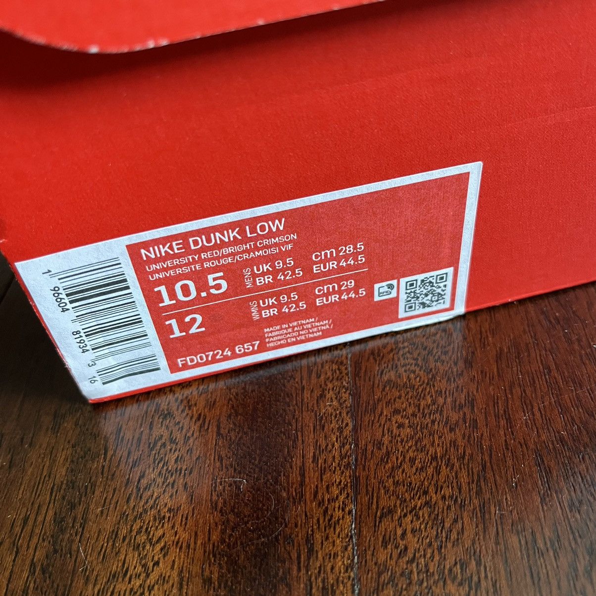 Nike Nike Dunk Low ATL Atlanta University Red/ Bright Crimson Size US 10.5 / EU 43-44 - 8 Thumbnail