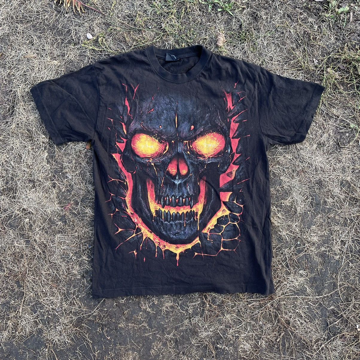 Vintage Y2K Skulls Vamp Devil Dead Face Horror Print Tee