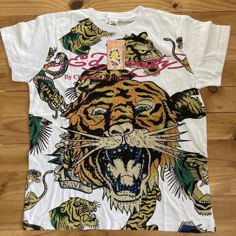 Vintage Ed hardy Y2K rhinestone tiger t shirt tattoo king of wild | Grailed