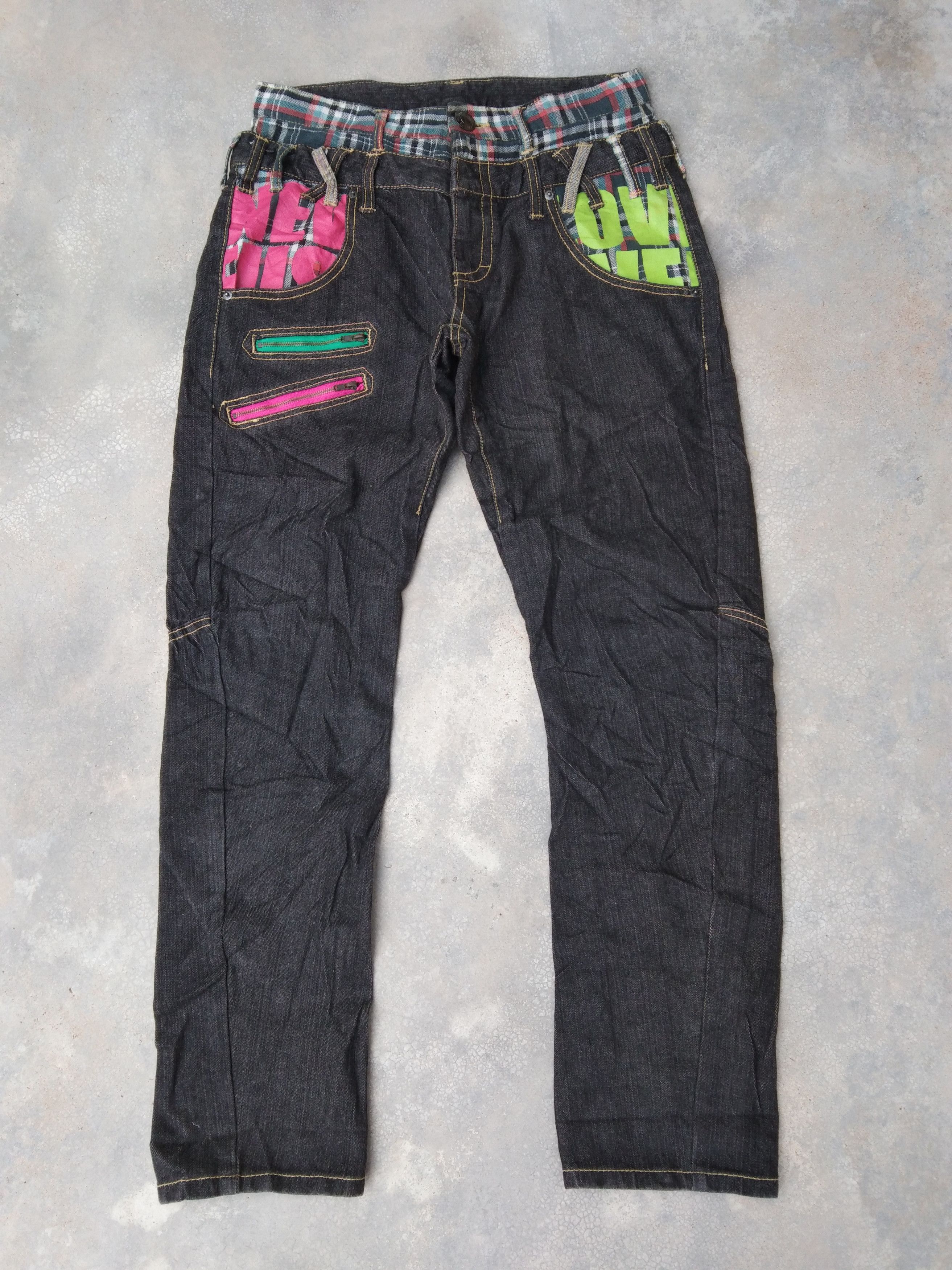 image of Avant Garde x Jean Japan Double Waist Engineered Jeans Retro Punk Style 30X30 in Denim, Men's