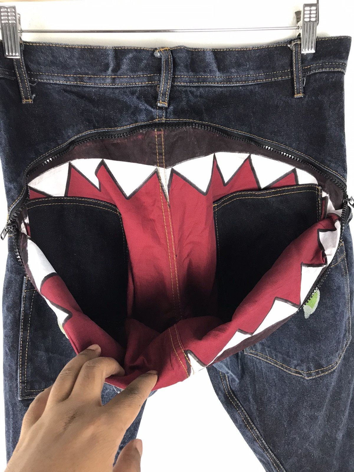 If Six Was Nine Zippered Monster Mouth Biker Curve Jean Size US 32 / EU 48 - 5 Thumbnail