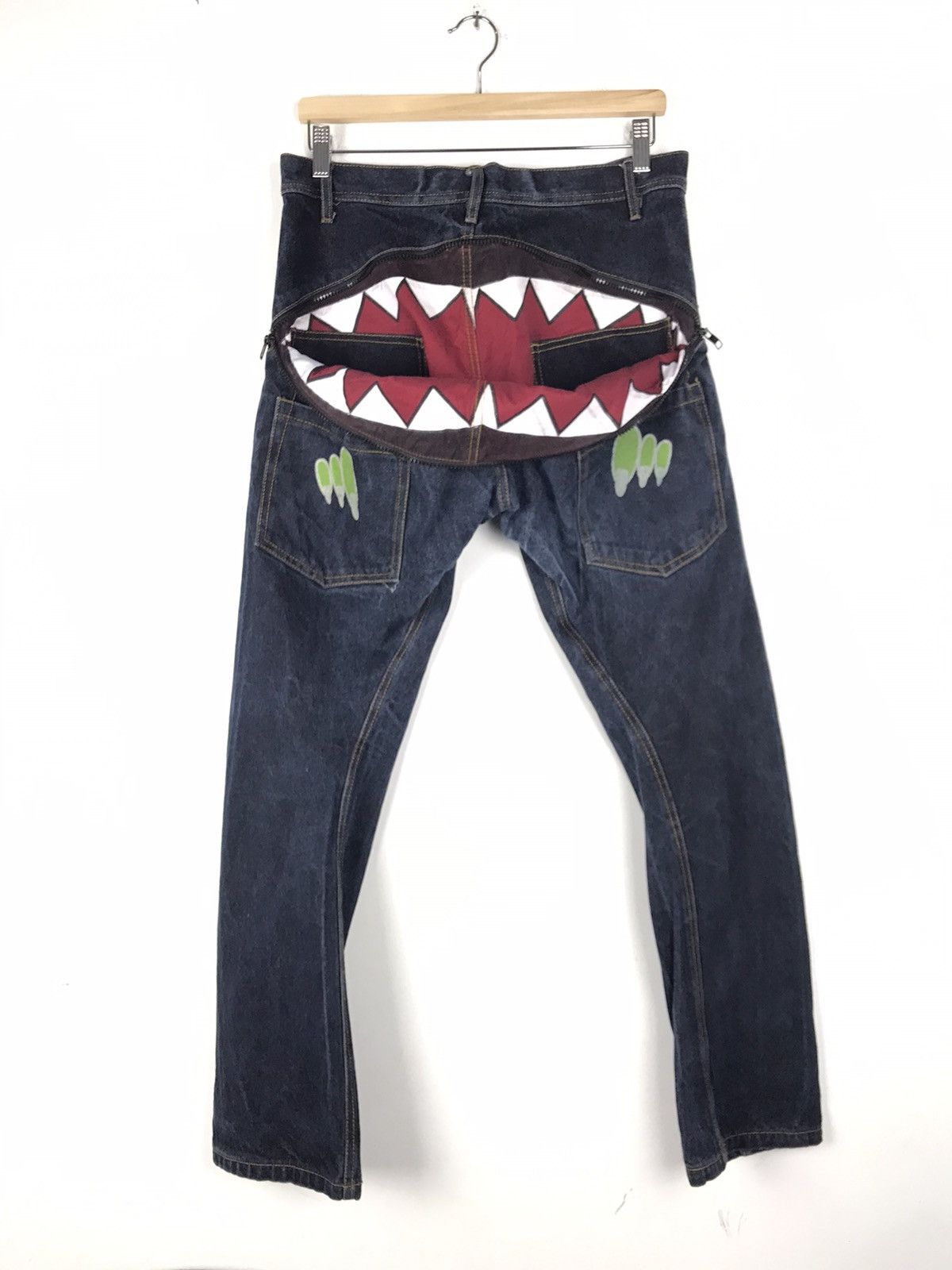 If Six Was Nine Zippered Monster Mouth Biker Curve Jean Size US 32 / EU 48 - 2 Thumbnail