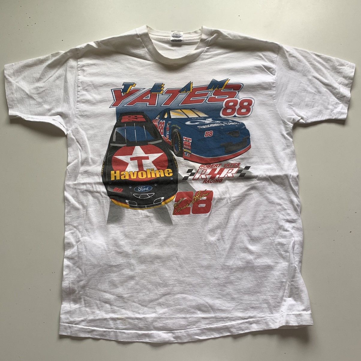 Vintage 90s NASCAR Car Racing Graphic T Shirt XL White Rare