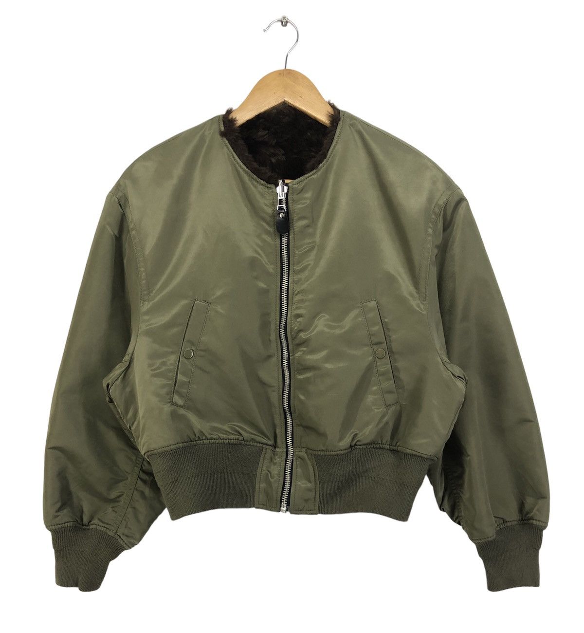 image of Bomber Jacket x Tomorrowland Macphee Tomorrowland Reversible Bomber Flight Jacket in Army Green, Wo