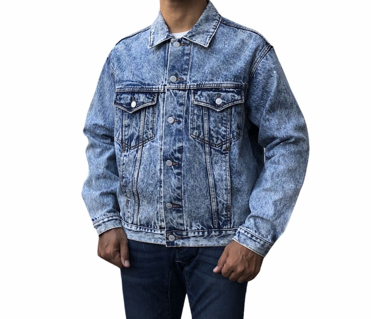 Vintage Vintage 90s Classic Hotcrew Denim Trucker Jacket Size US M / EU 48-50 / 2 - 2 Thumbnail