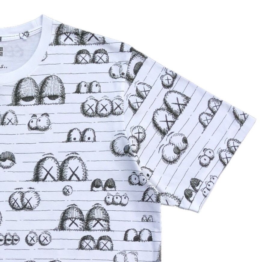 Japanese Brand 🔥KAWS x Uniqlo All Over Eyes Tee White Size US XL / EU 56 / 4 - 4 Thumbnail