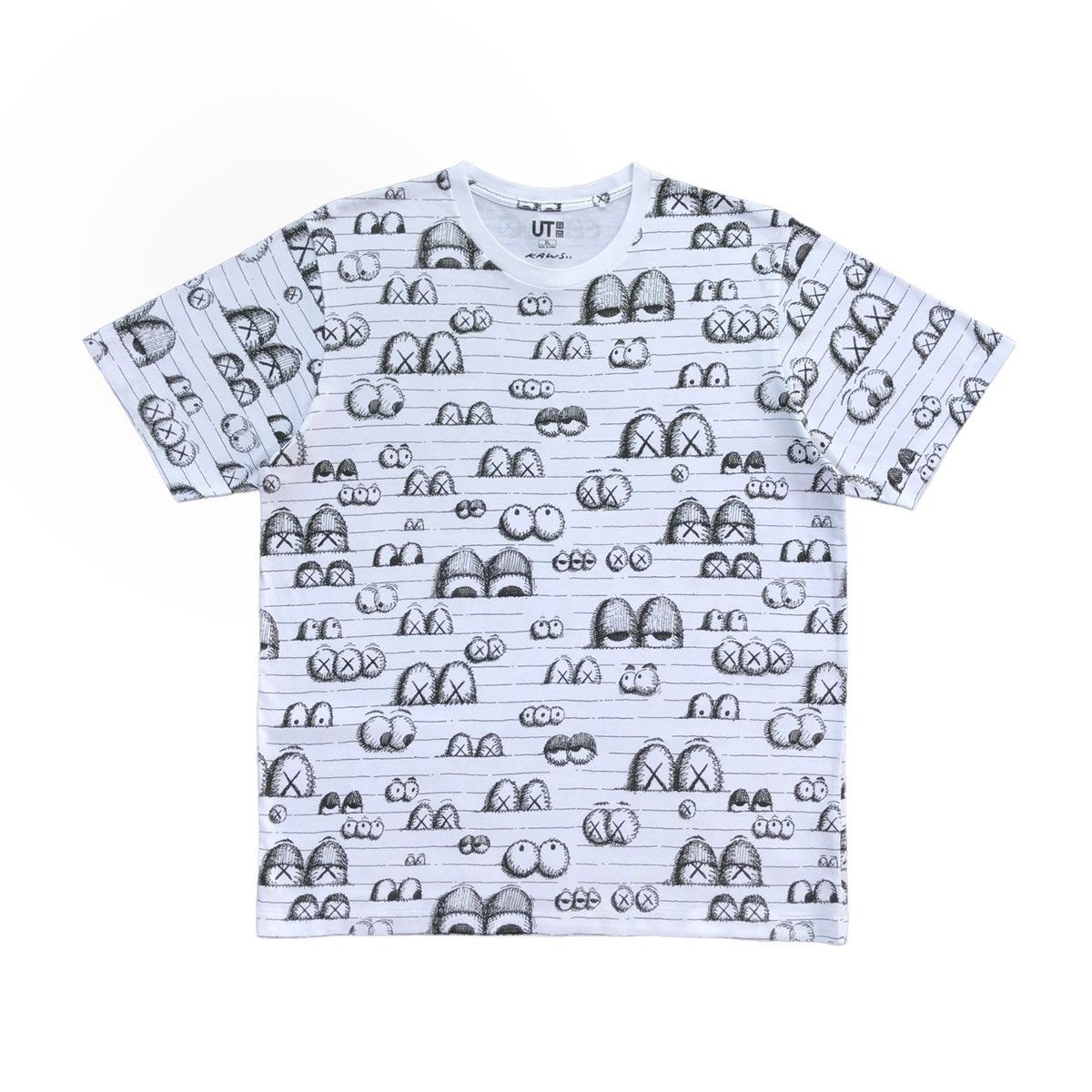 Japanese Brand 🔥KAWS x Uniqlo All Over Eyes Tee White Size US XL / EU 56 / 4 - 2 Thumbnail