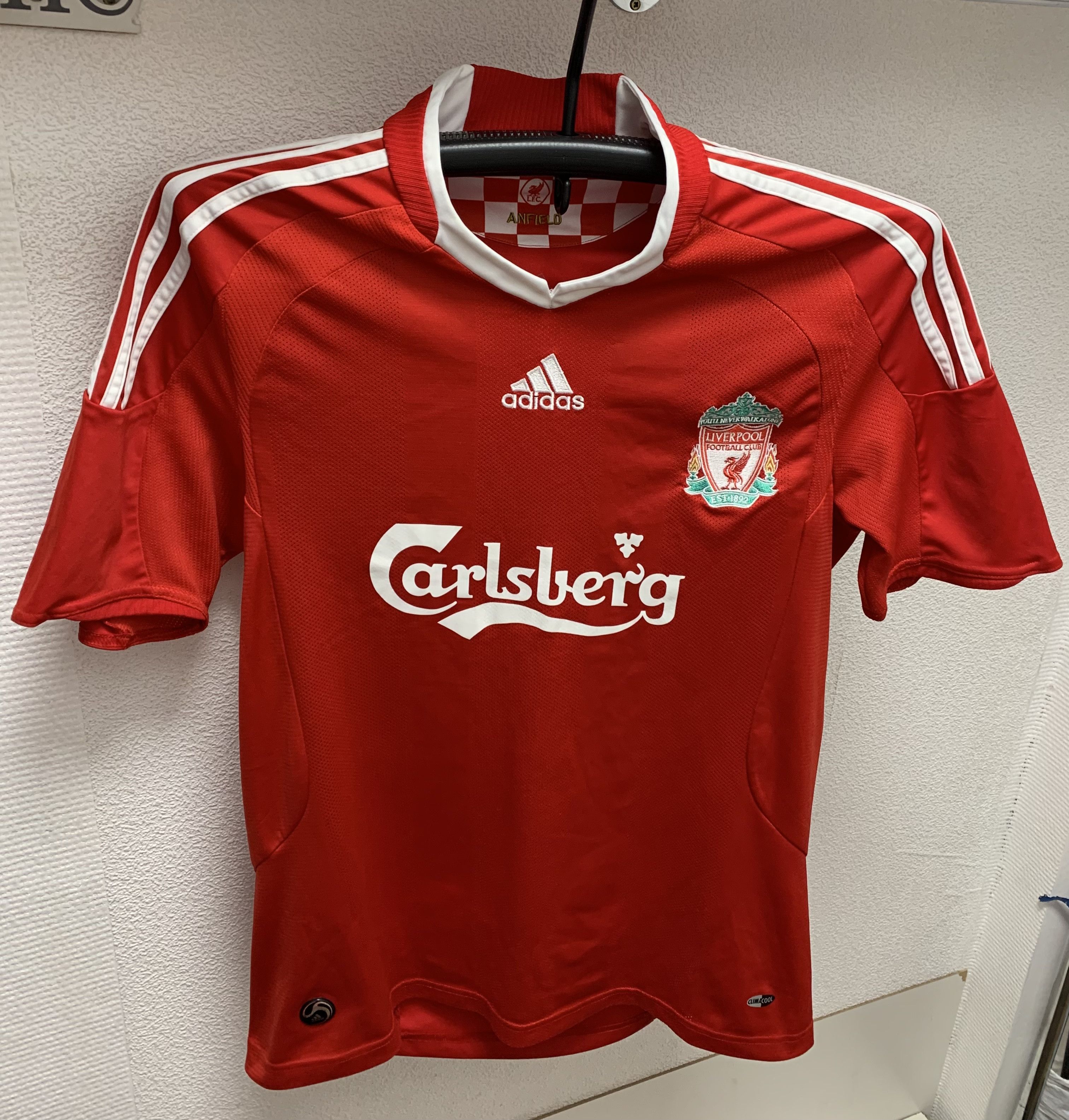リバプール Adidas carlsbargロゴ 古着 90 英国製 adidas LIVERPOOL Carlsberg プルオーバー