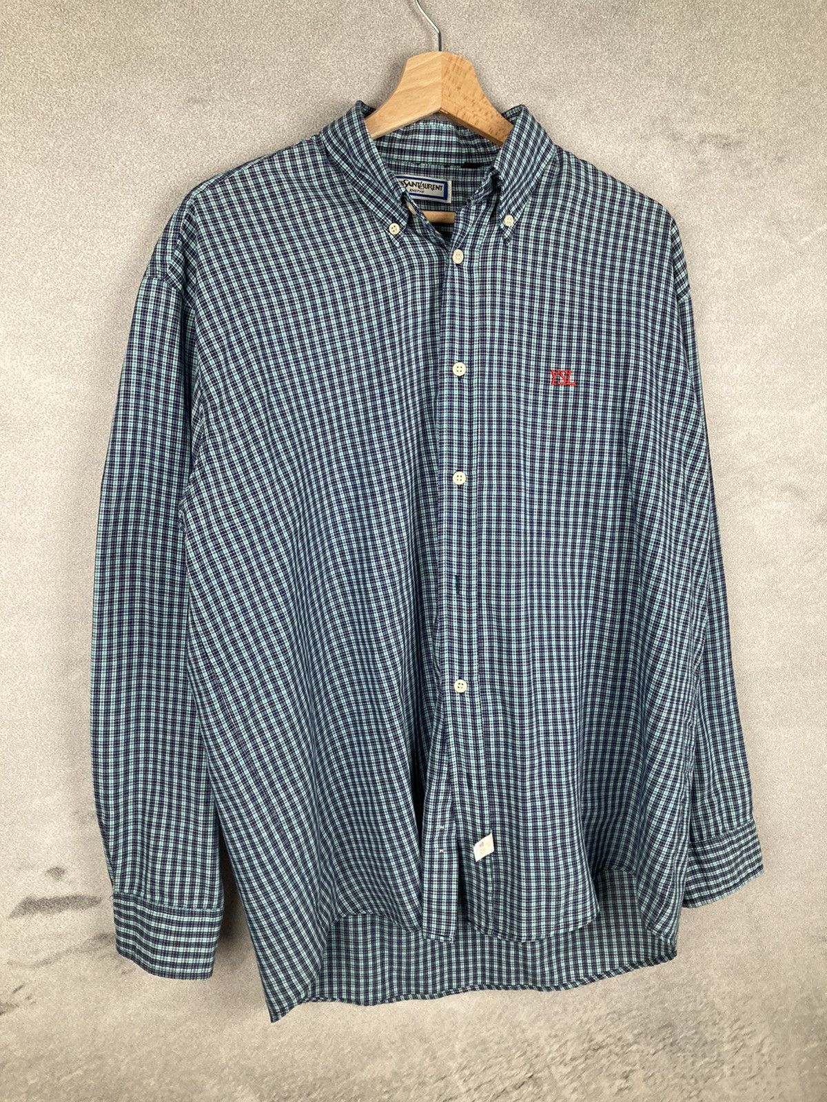 Vintage Vintage 80s YSL Logo Yves Saint Laurent Oversized Shirt Size US M / EU 48-50 / 2 - 4 Thumbnail