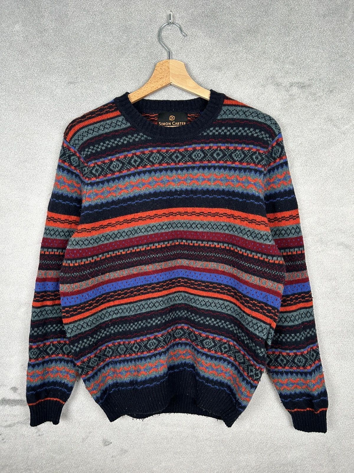 Other Vintage Avant Garde Sweater Striped Wool Kurt Cobain Size US M / EU 48-50 / 2 - 1 Thumbnail