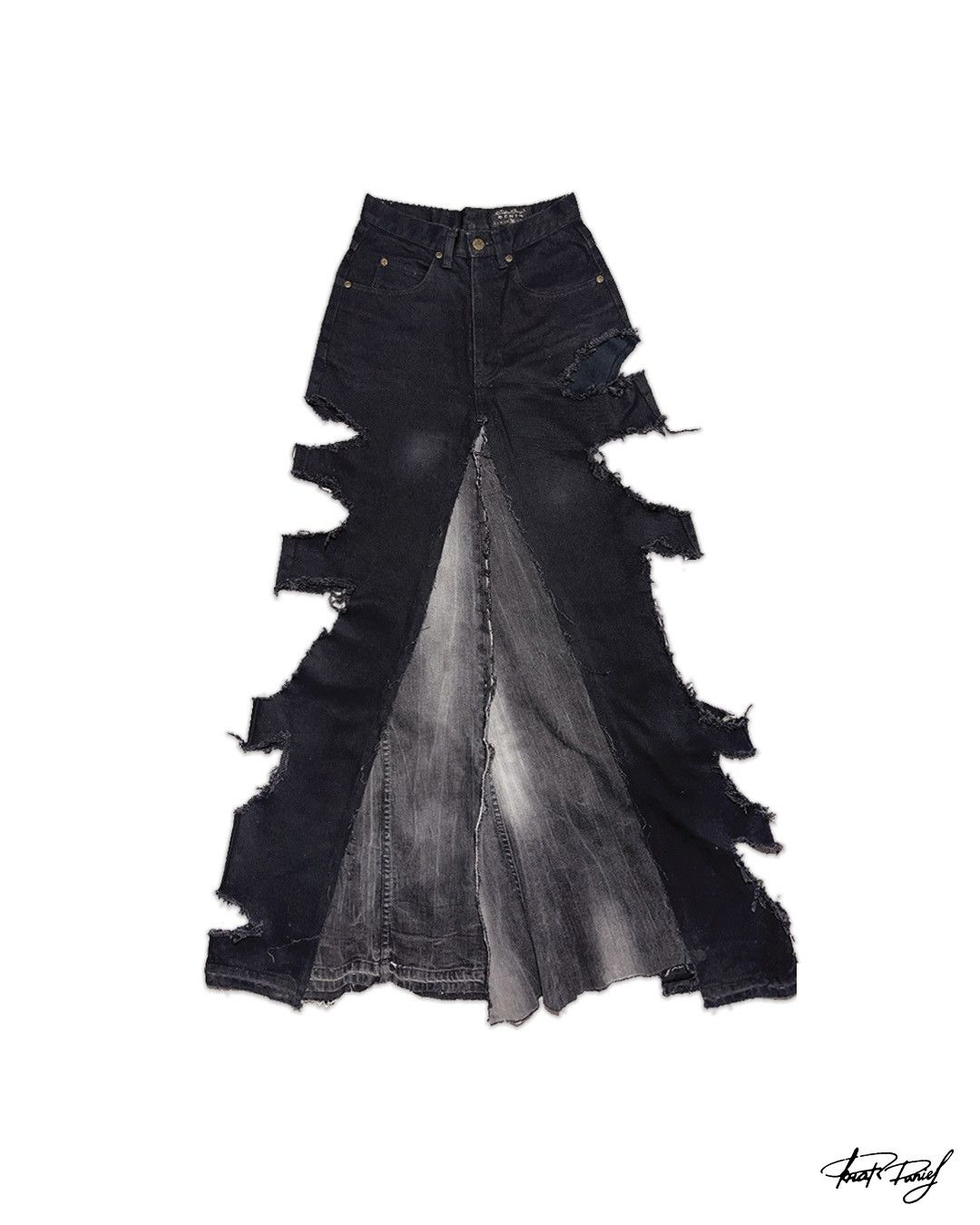 Distressed Denim Maxi skirt