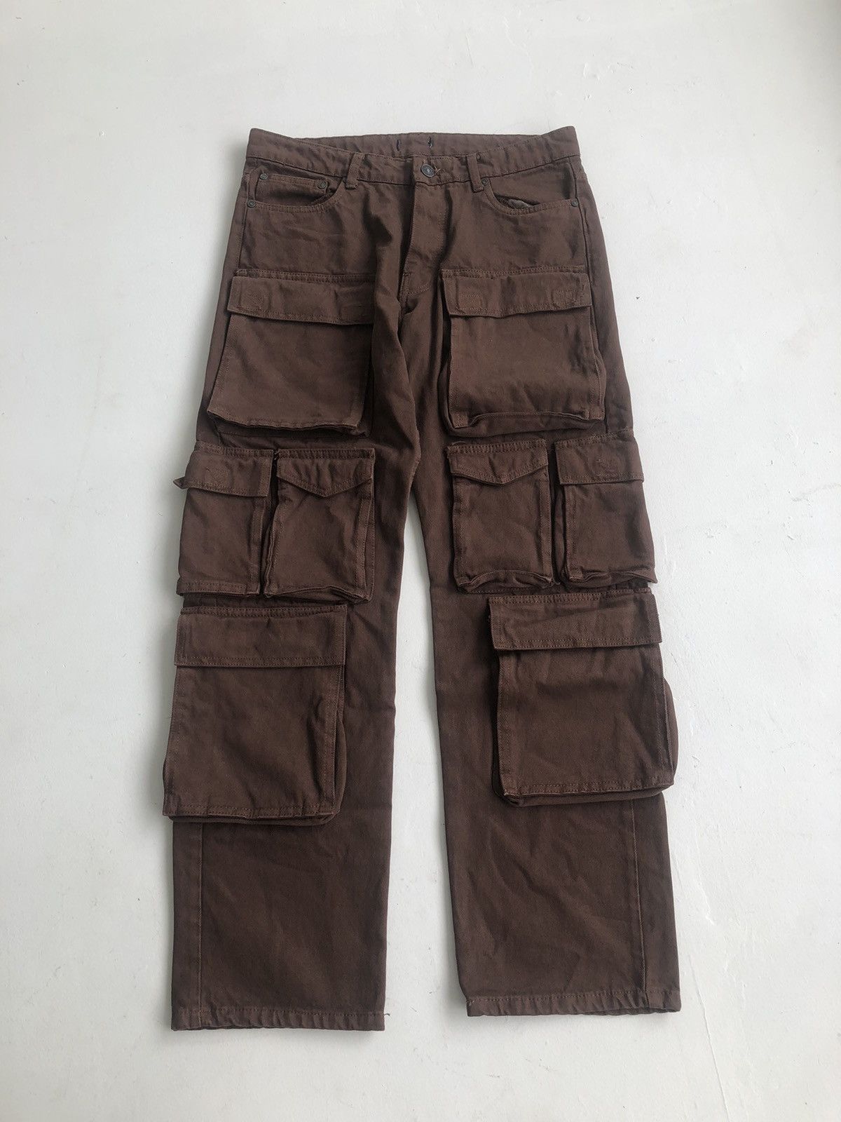 20471120 × Le Grande Bleu (L.G.B.) Japanese Brown Multi pocket Cargo Jeans / Travis Scott Style Size US 32 / EU 48 - 1 Thumbnail