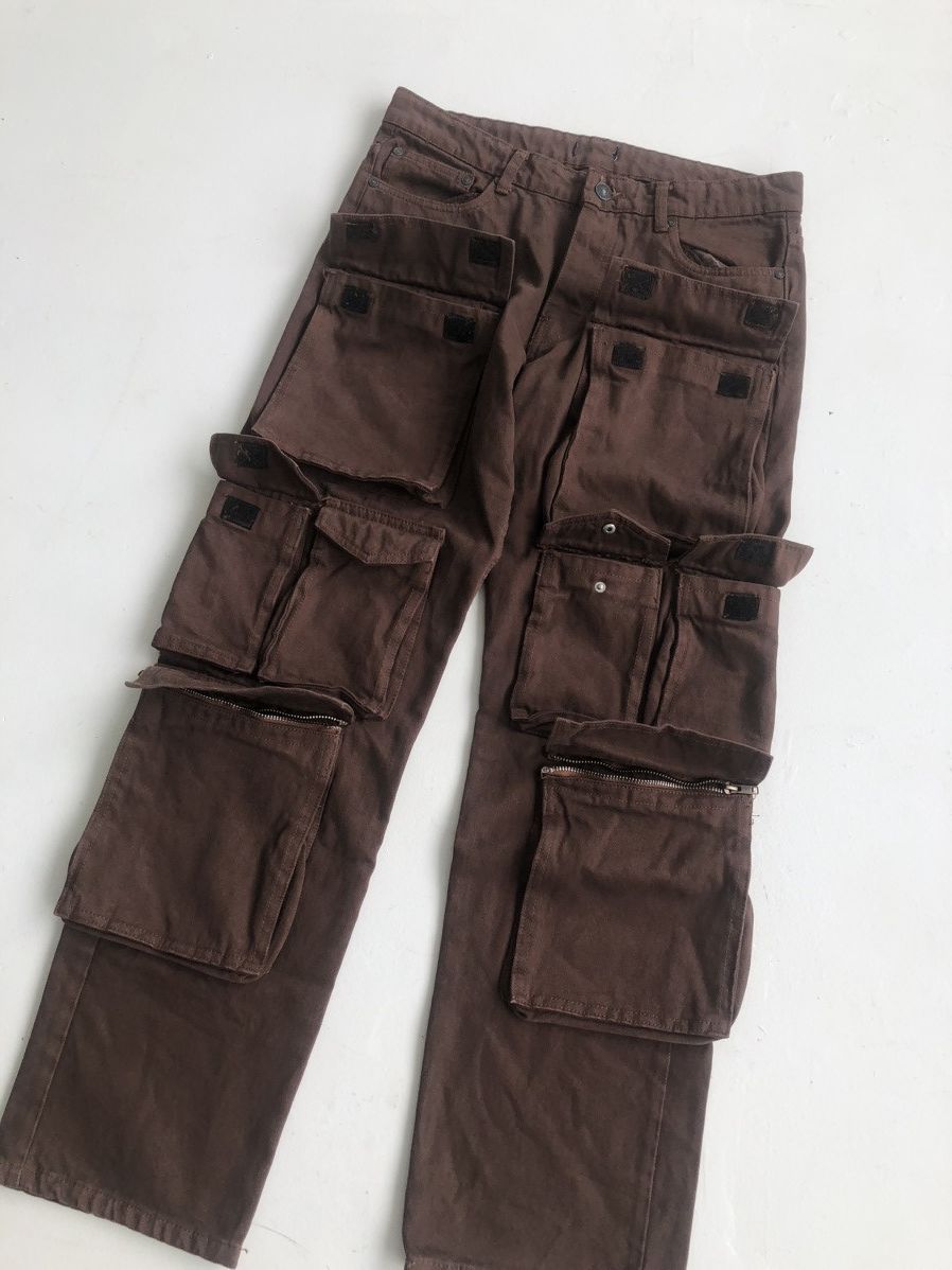 20471120 × Le Grande Bleu (L.G.B.) Japanese Brown Multi pocket Cargo Jeans / Travis Scott Style Size US 32 / EU 48 - 4 Thumbnail