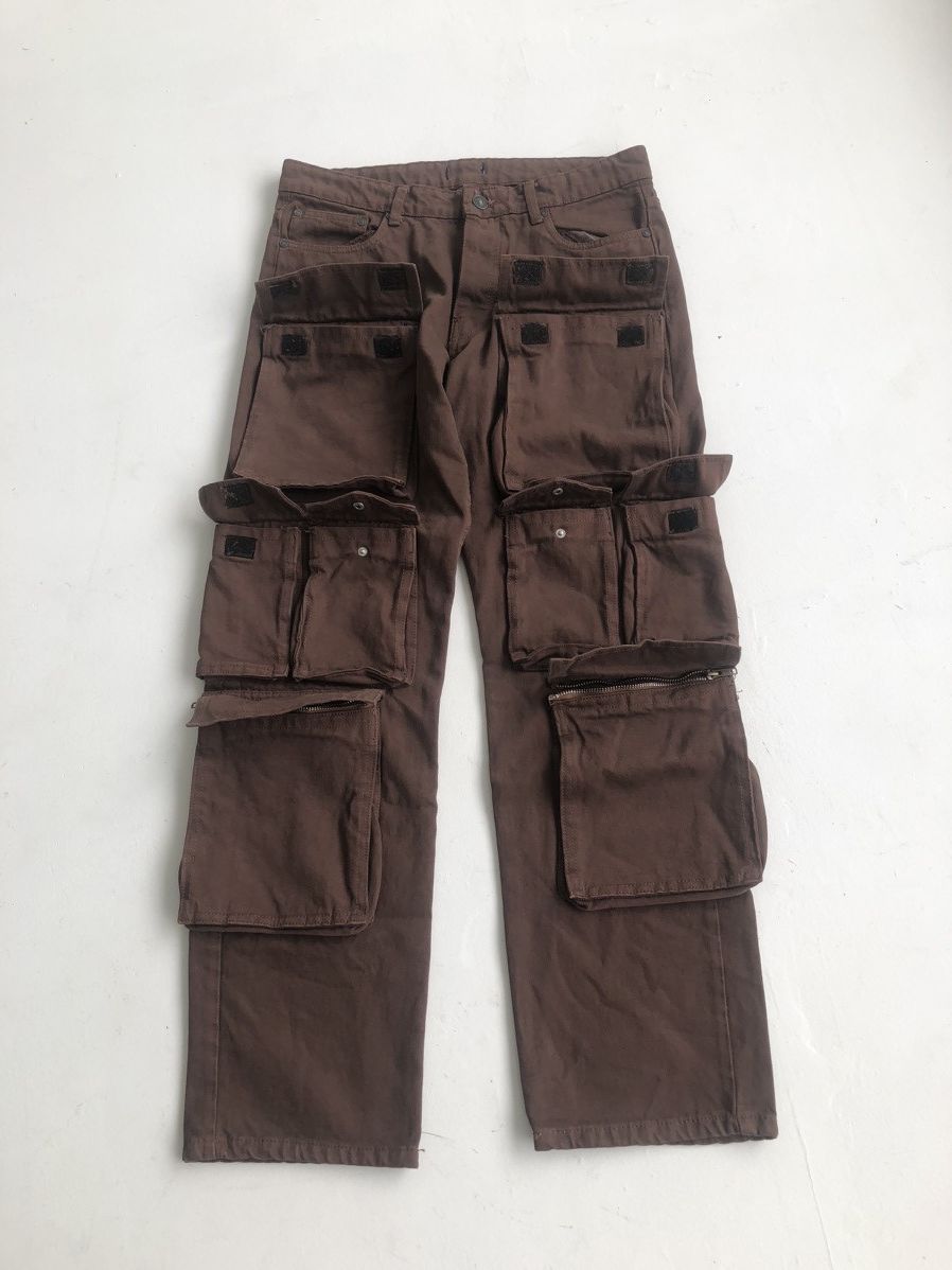 20471120 × Le Grande Bleu (L.G.B.) Japanese Brown Multi pocket Cargo Jeans / Travis Scott Style Size US 32 / EU 48 - 2 Thumbnail