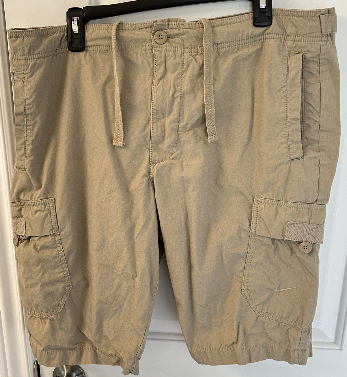 tan nike sweat shorts