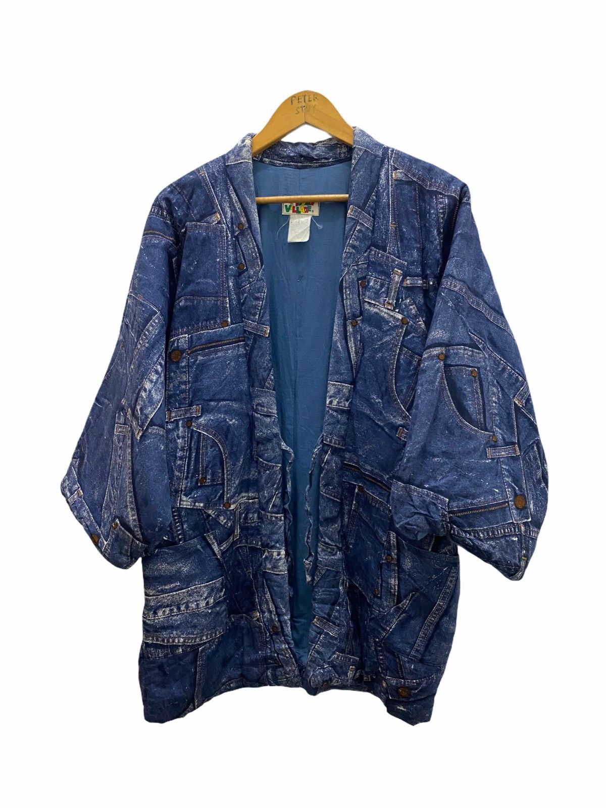 Japanese Brand Young Village Kimono Jacket Denime Printed Size US L / EU 52-54 / 3 - 1 Thumbnail