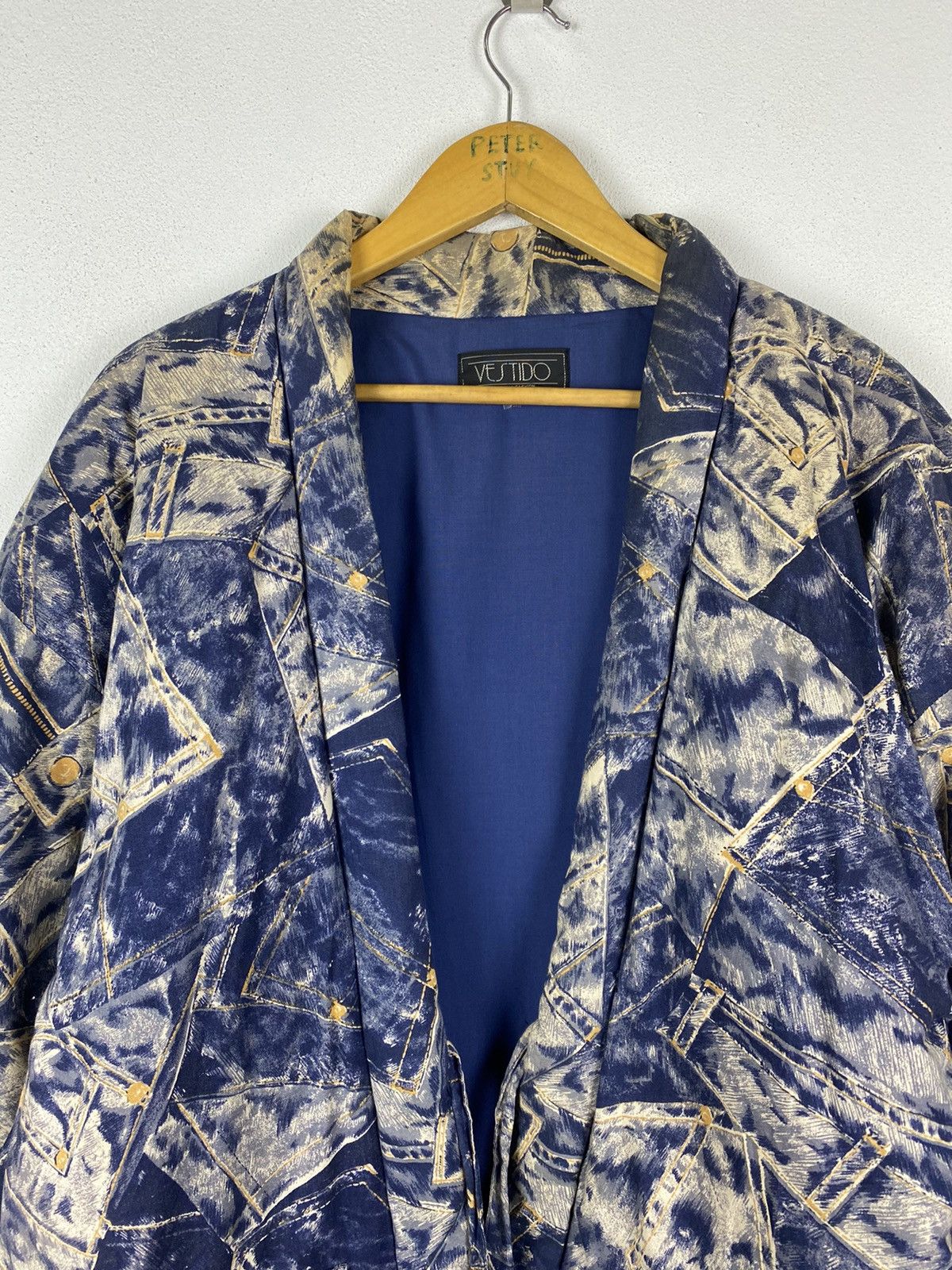 Japanese Brand Vestido Denim print“impact Turn It On” Kimono Design Jacket Size US L / EU 52-54 / 3 - 6 Thumbnail
