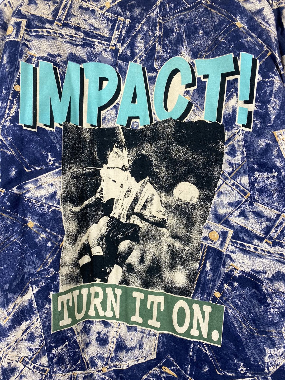 Japanese Brand Vestido Denim print“impact Turn It On” Kimono Design Jacket Size US L / EU 52-54 / 3 - 5 Thumbnail