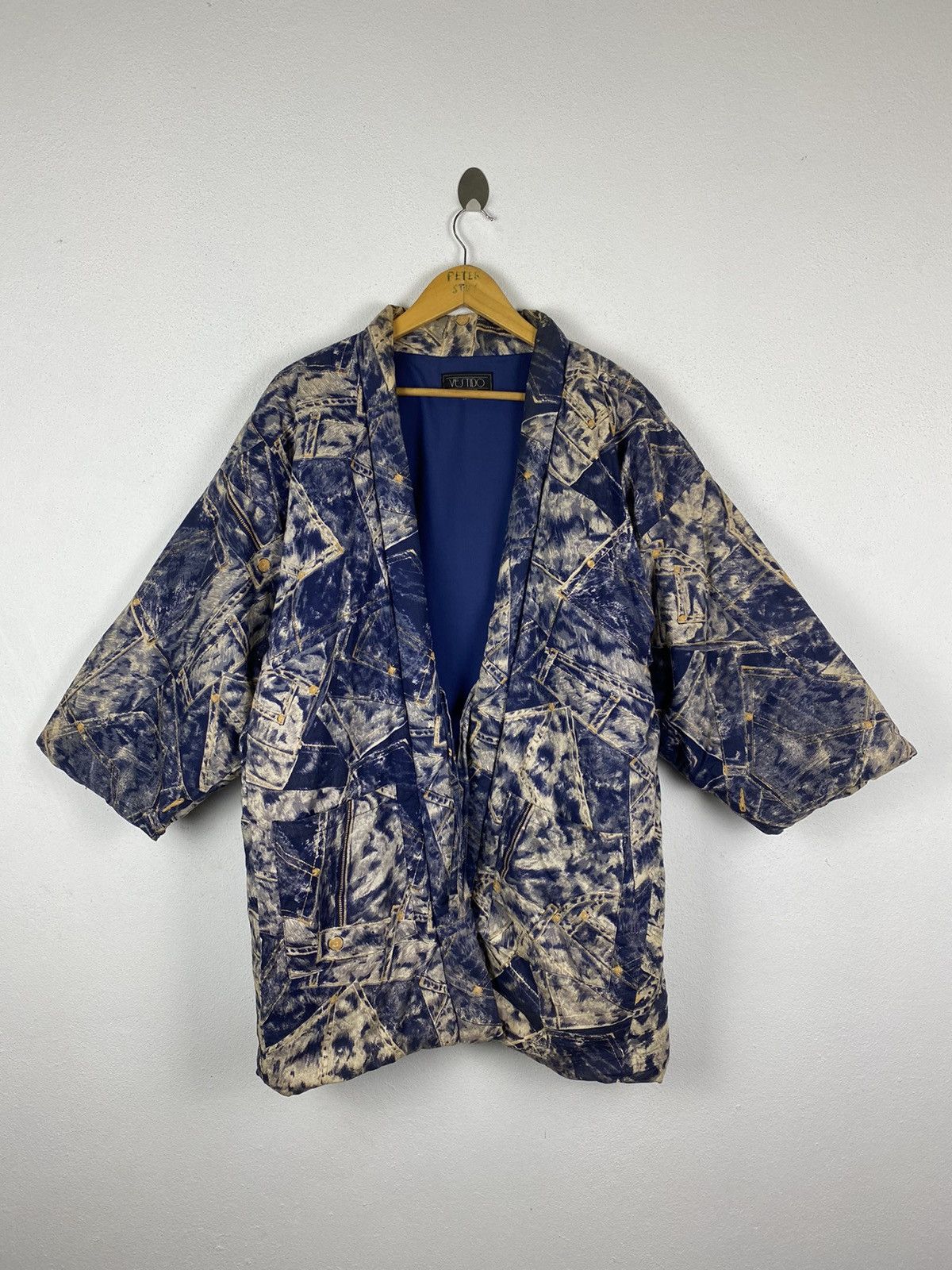 Japanese Brand Vestido Denim print“impact Turn It On” Kimono Design Jacket Size US L / EU 52-54 / 3 - 3 Thumbnail