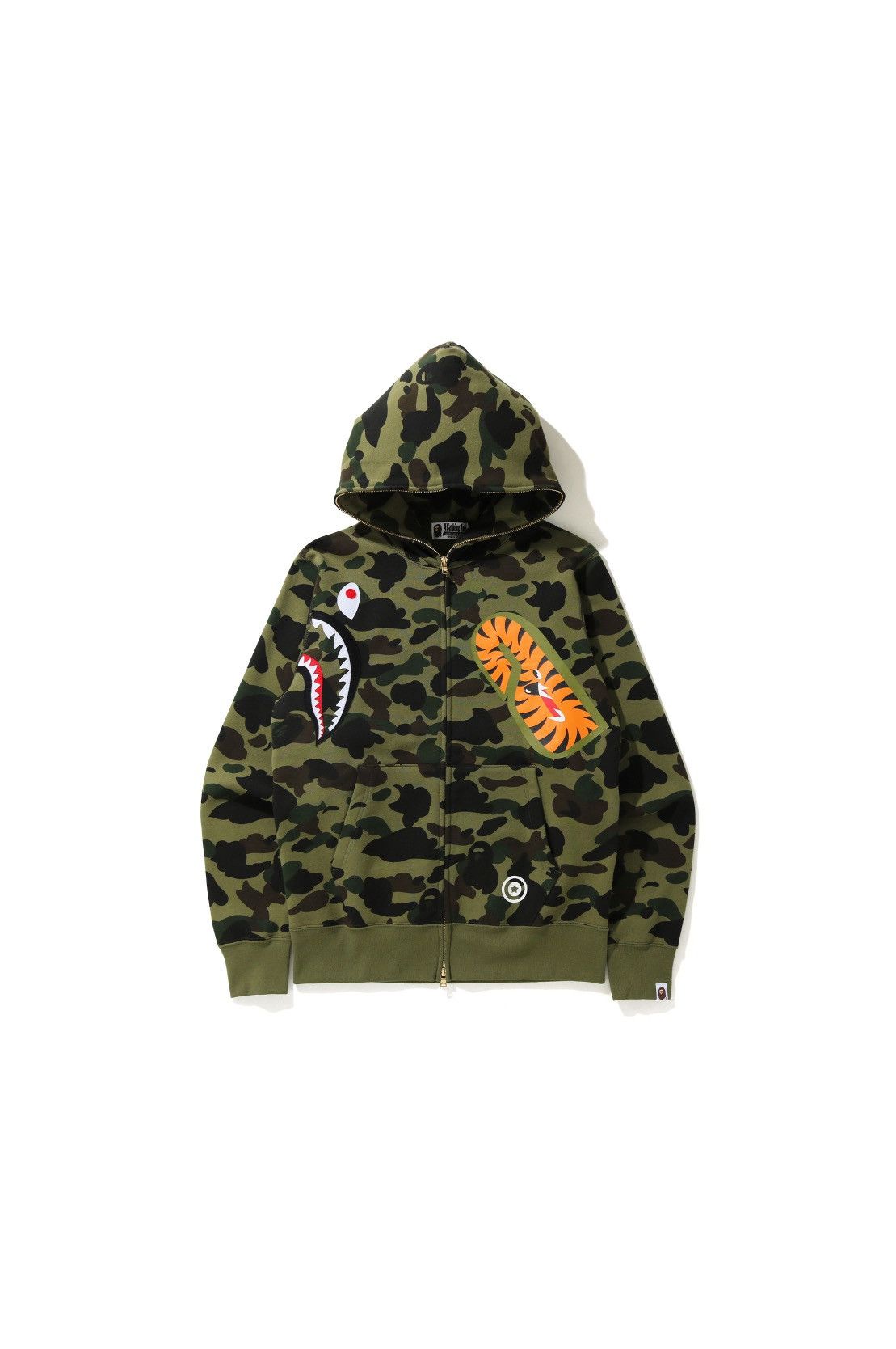 Bape Bape 1st Camo Multi Shark Full Zip Hoodie Green | Grailed