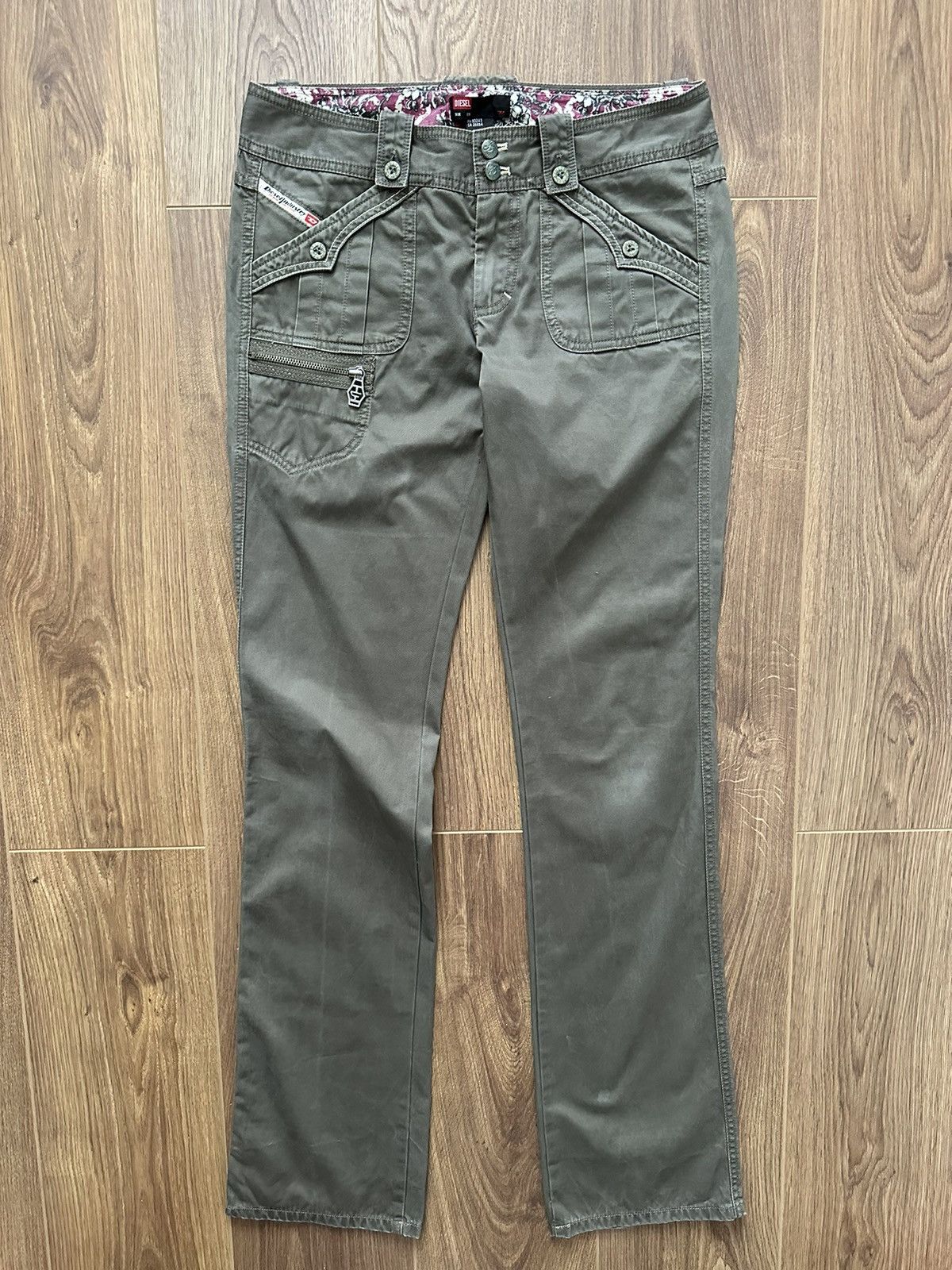 Diesel × Vintage Diesel Vintage Khaki Cotton Embroidered Women’s Pants Size 28" / US 6 / IT 42 - 1 Thumbnail