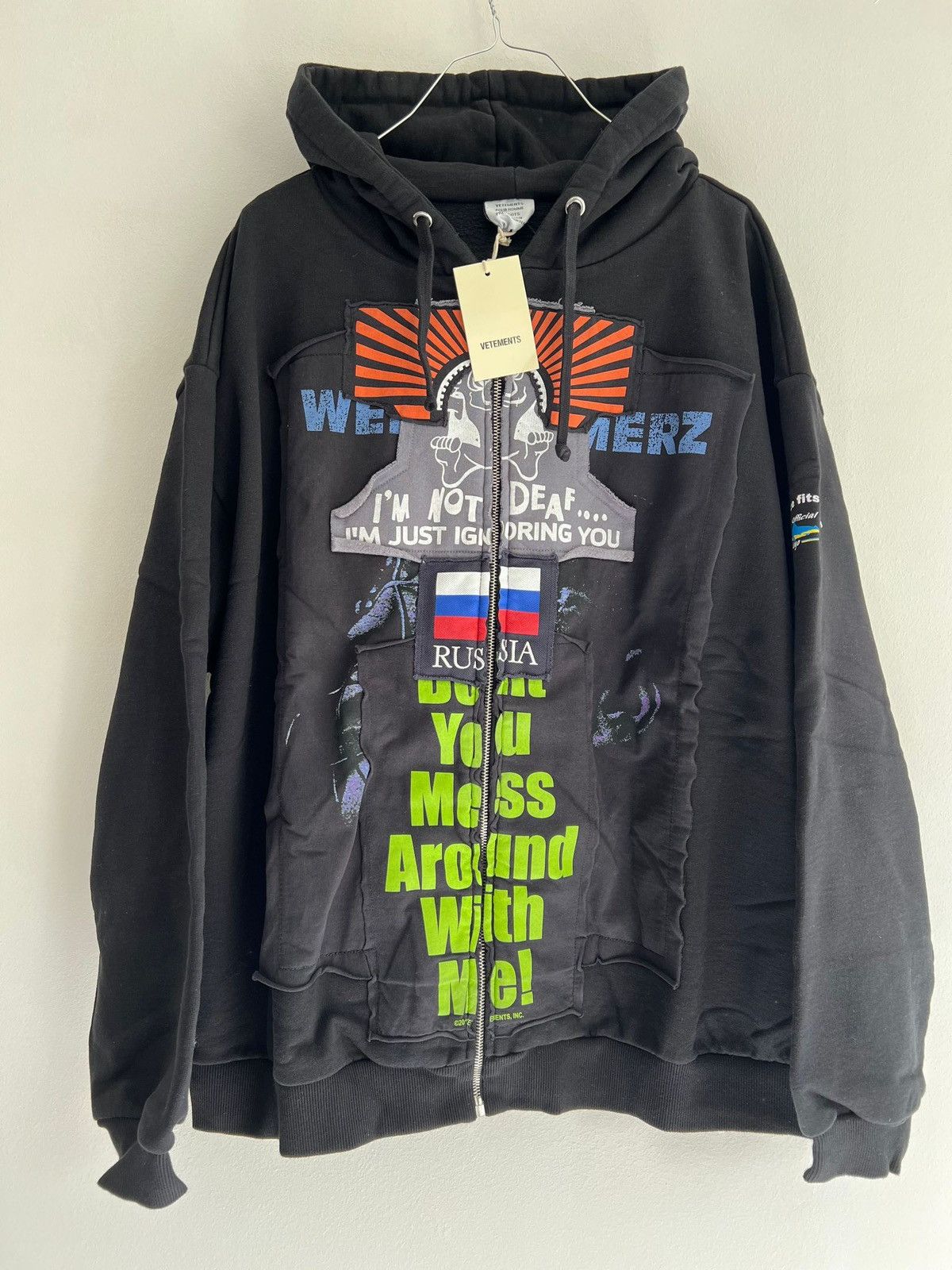 Vetements Russian Idol Vetements Patchwork Hoodie In Black For Men 
