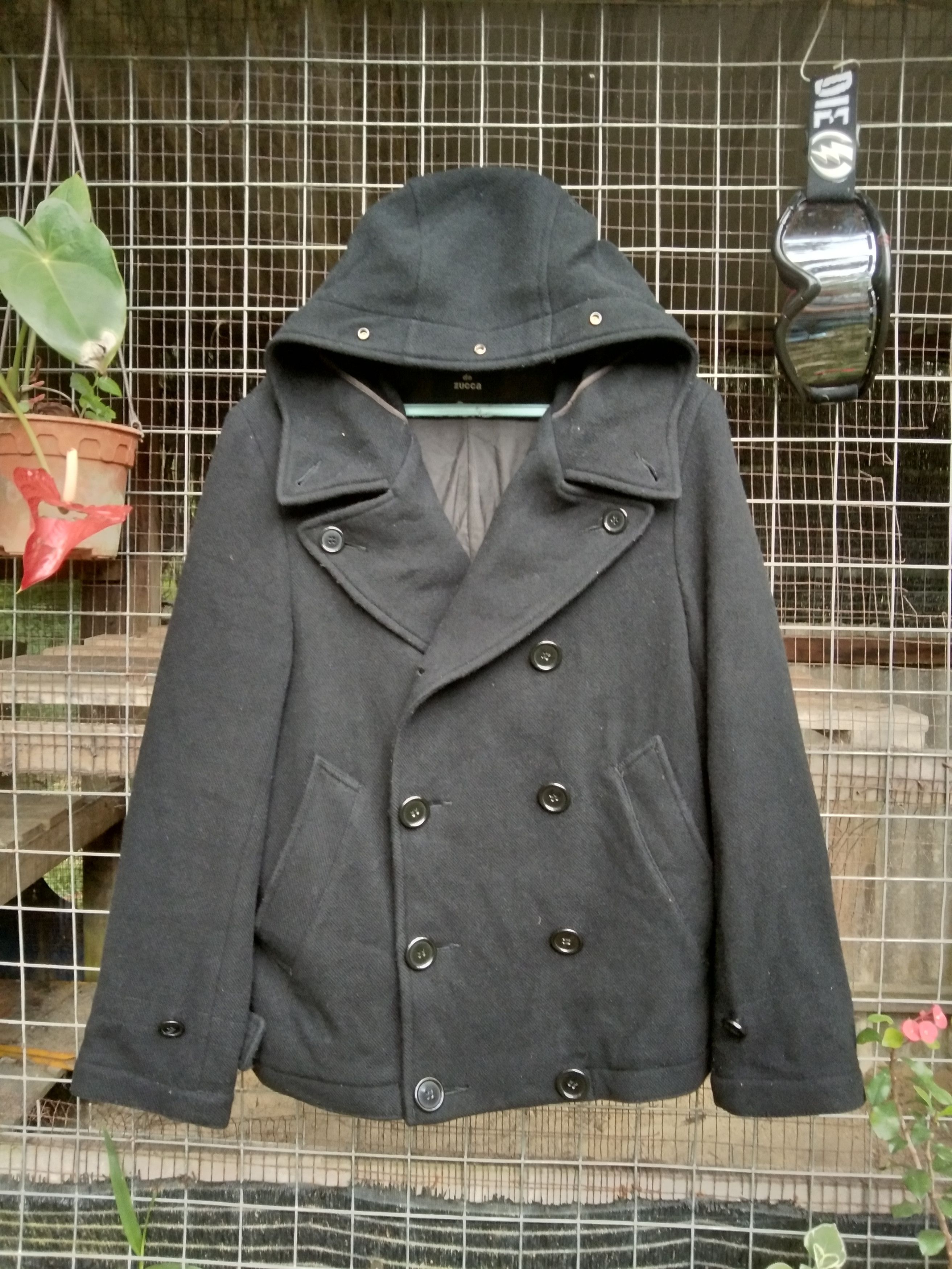 ジャケット・アウター Cabane de zucca wool p coat short length CABANE de ZUCCa × Issey Miyake CABANE DE ZUCCA DOUBLE BREAST WOOL