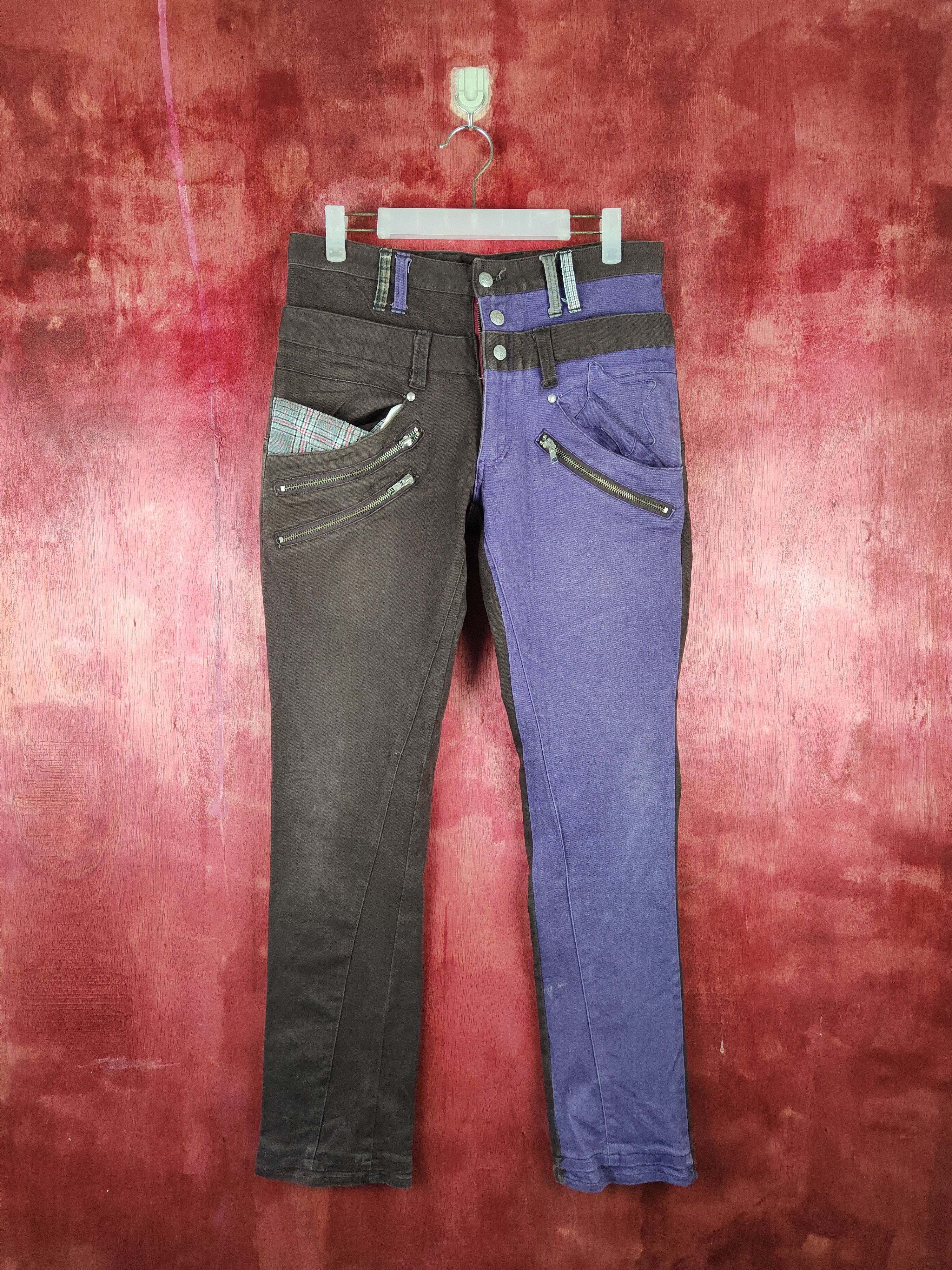 image of Many Dope Punk Seditionaries Double Waist Cargo Pants S657 in Dark Brown/Purple, Men's (Size 31)