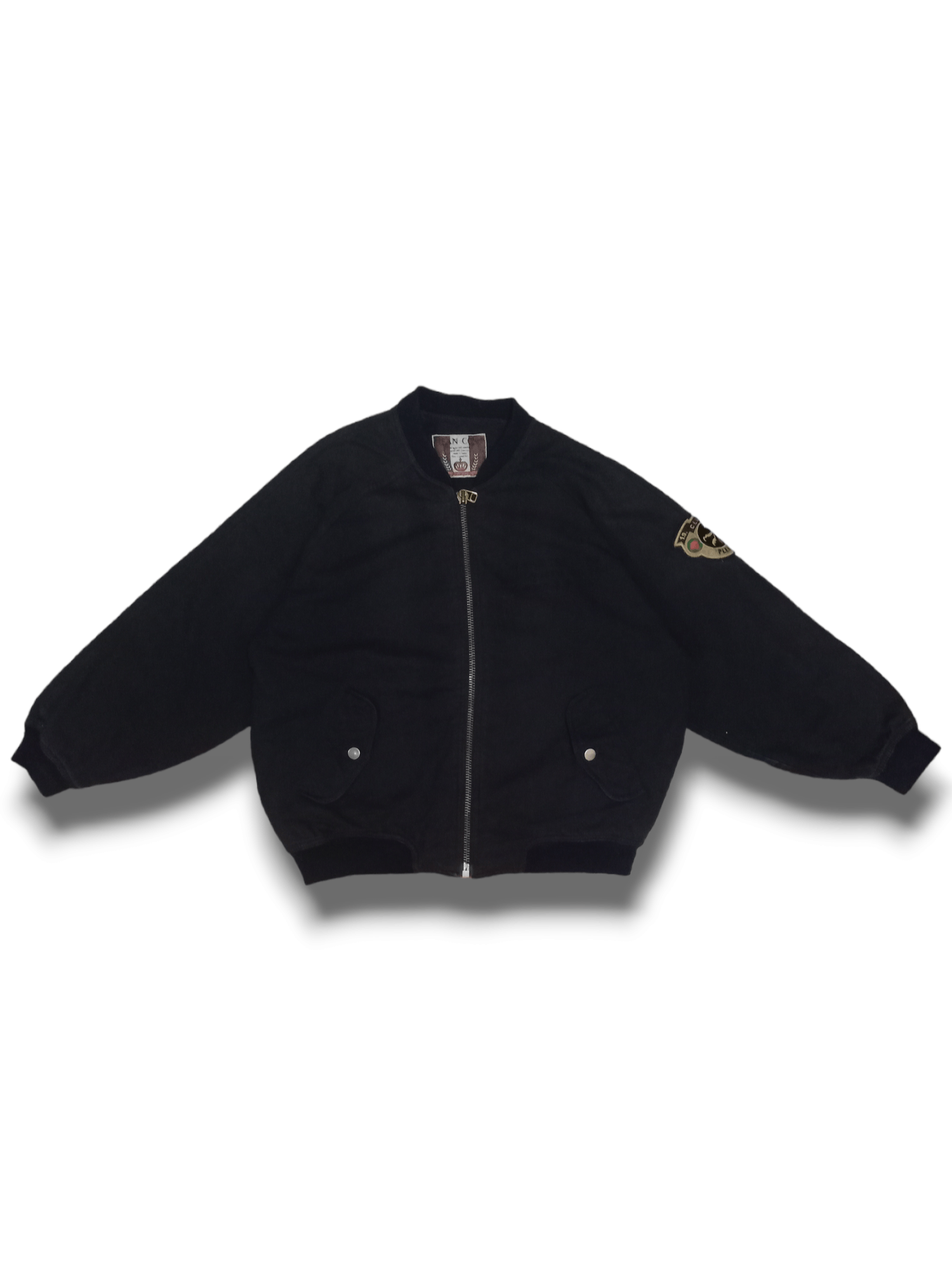 Vintage Japanese Brand Black Denim Bomber Jacket